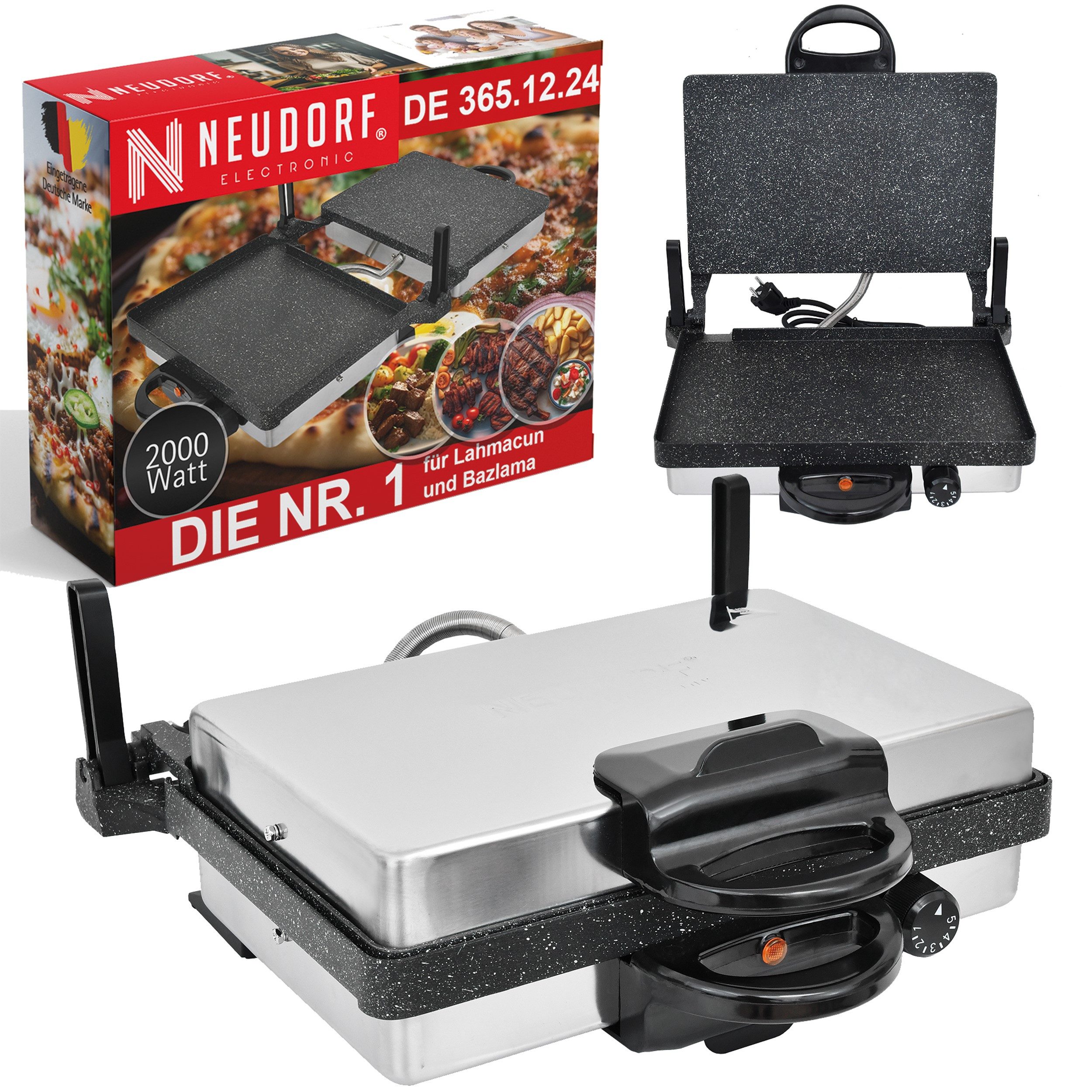 Neudorf Kontaktgrill Lahmacun Makinasi Multigrill Melody Pro Max Edition 2, 2000 W, antihaftbeschichtet