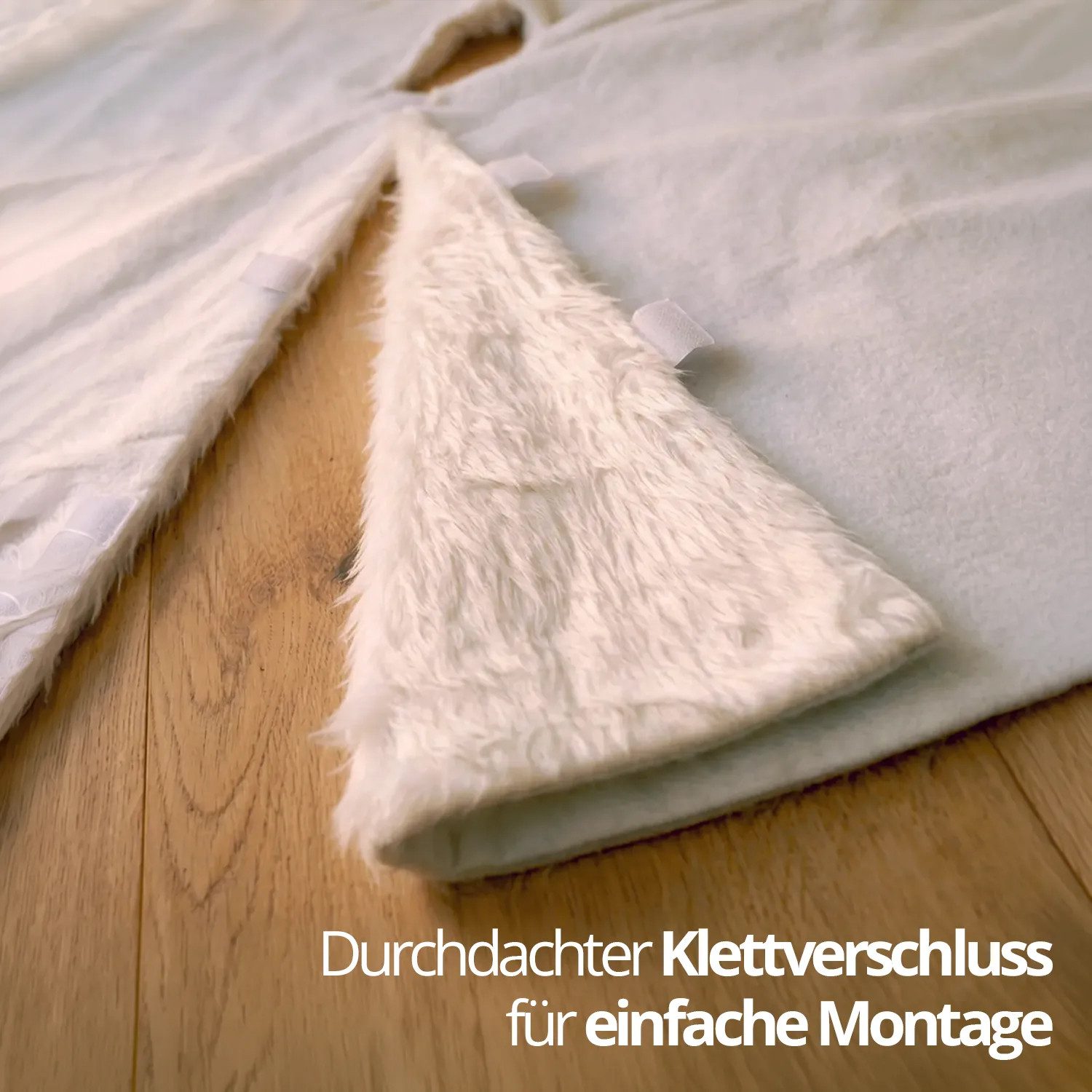 ArtiTree Weihnachtsbaumdecke Weihnachtsbaumrock Plüsch, Weiß, mit Klettverschluss, Weich (1-tlg), Hält den Boden sauber, Rundes Design, Einfache Montage – Bild 4 von 5