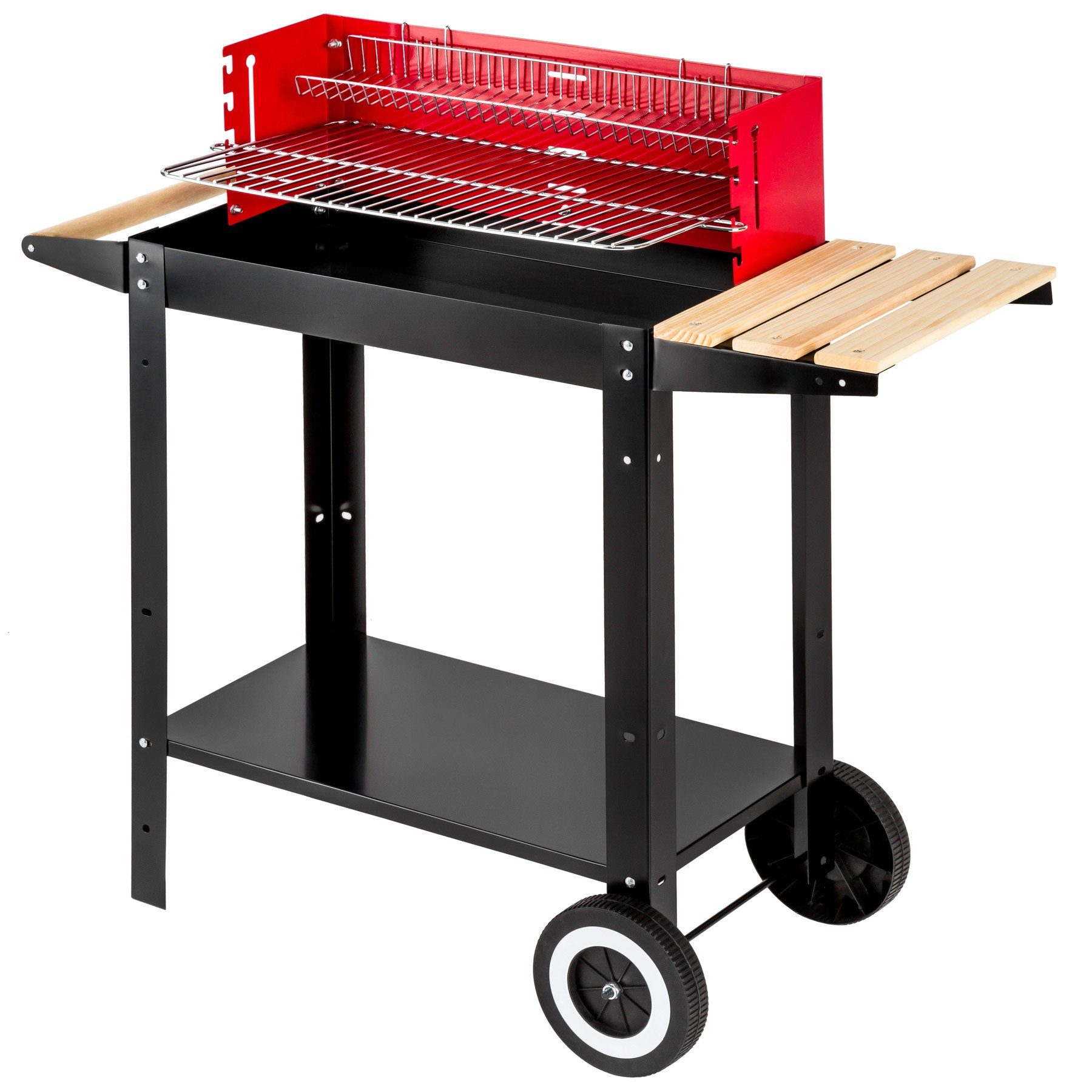 tectake Holzkohlegrill Grillwagen, mit 2 Rädern