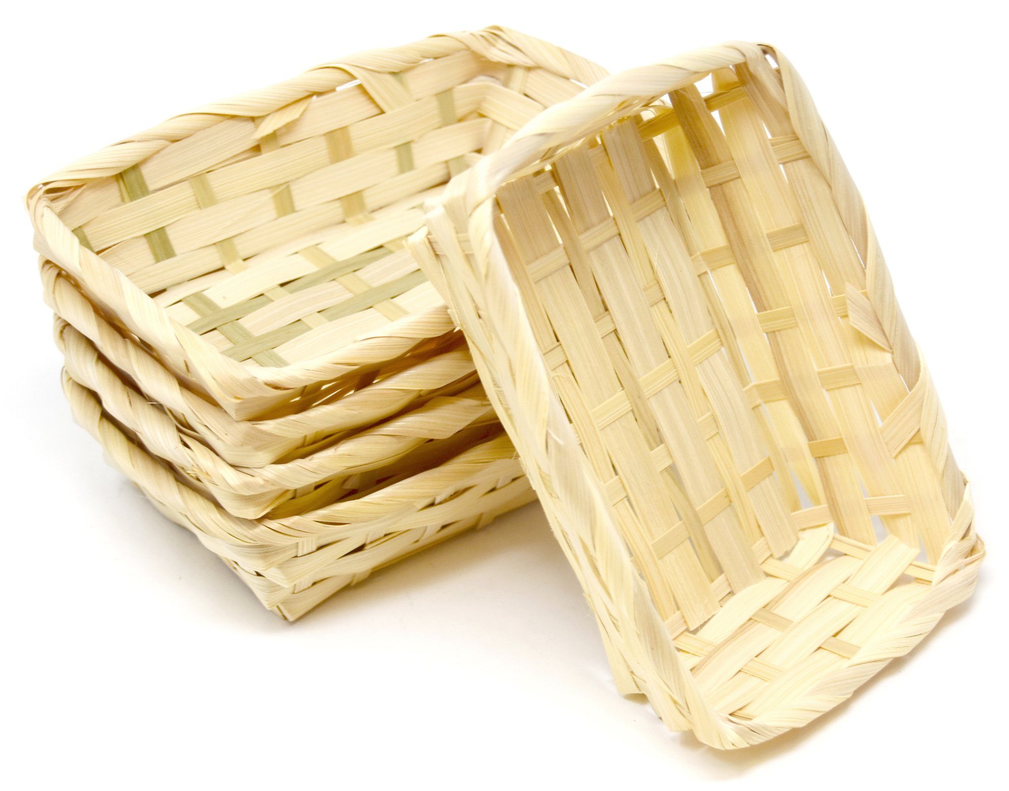 Lashuma Dekokorb Korb (Set, 5 St), eckige Flechtkörbe, Bambuskörbchen 15x11 cm