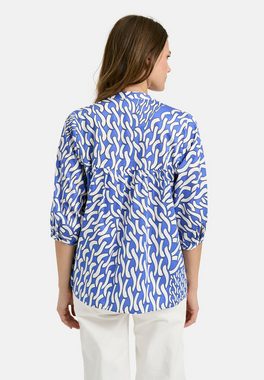 Milano Italy Druckbluse Blouse with gathering and stand up collar