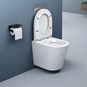doporro Tiefspül-WC WC Spülrandlos Wand-WC Aachen inkl. Softclose Keramik Aachen, wandhängend, Wandmontage