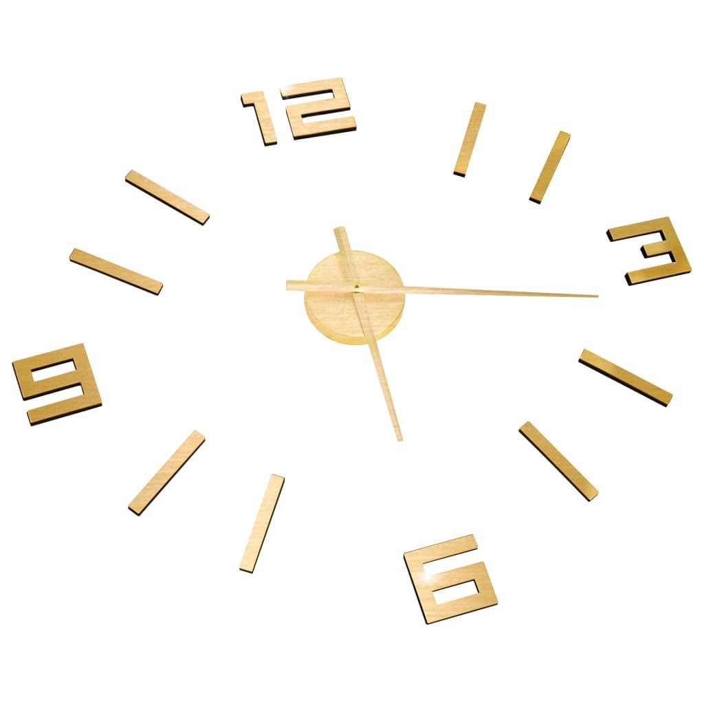 furnicato Uhr Extragroße 3D-Wanduhr Gold 100 cm mit DIY-Größe (Elegante Zeituhr aus EVA-Material für ein ansprechendes Wohnambiente)