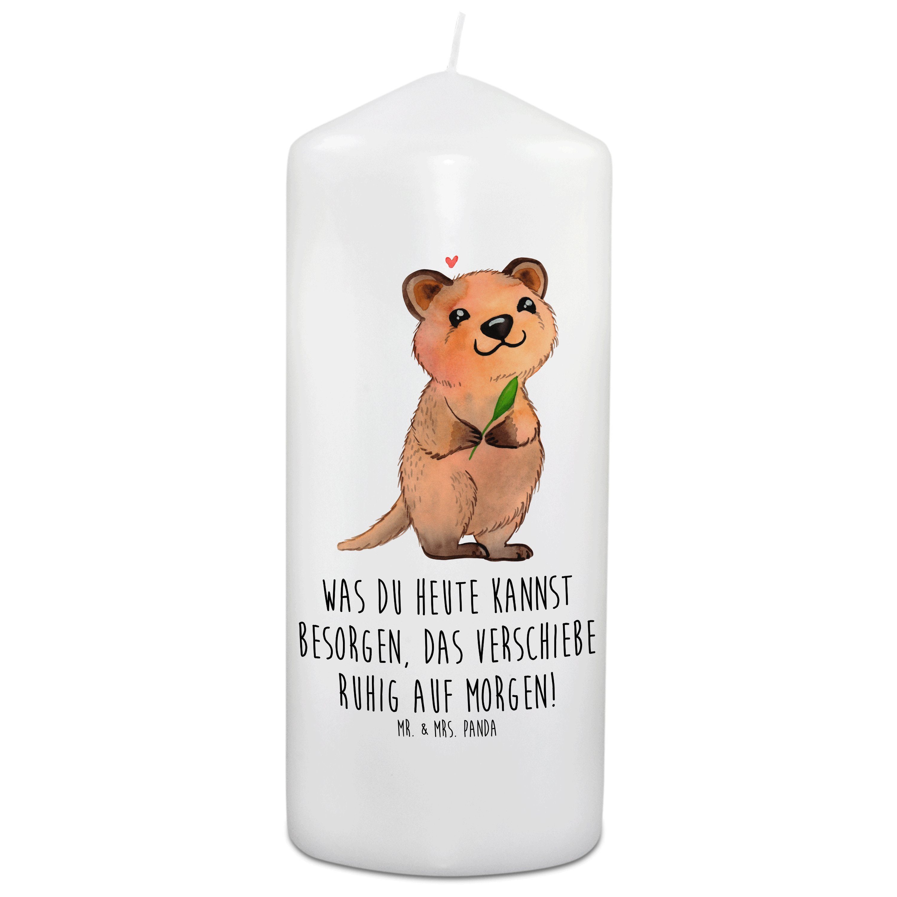 Mr. & Mrs. Panda Formkerze 15 x 7 cm Quokka Happy - Weiß - Geschenk, Geschenkidee Kerze, Niedlic (1-tlg)