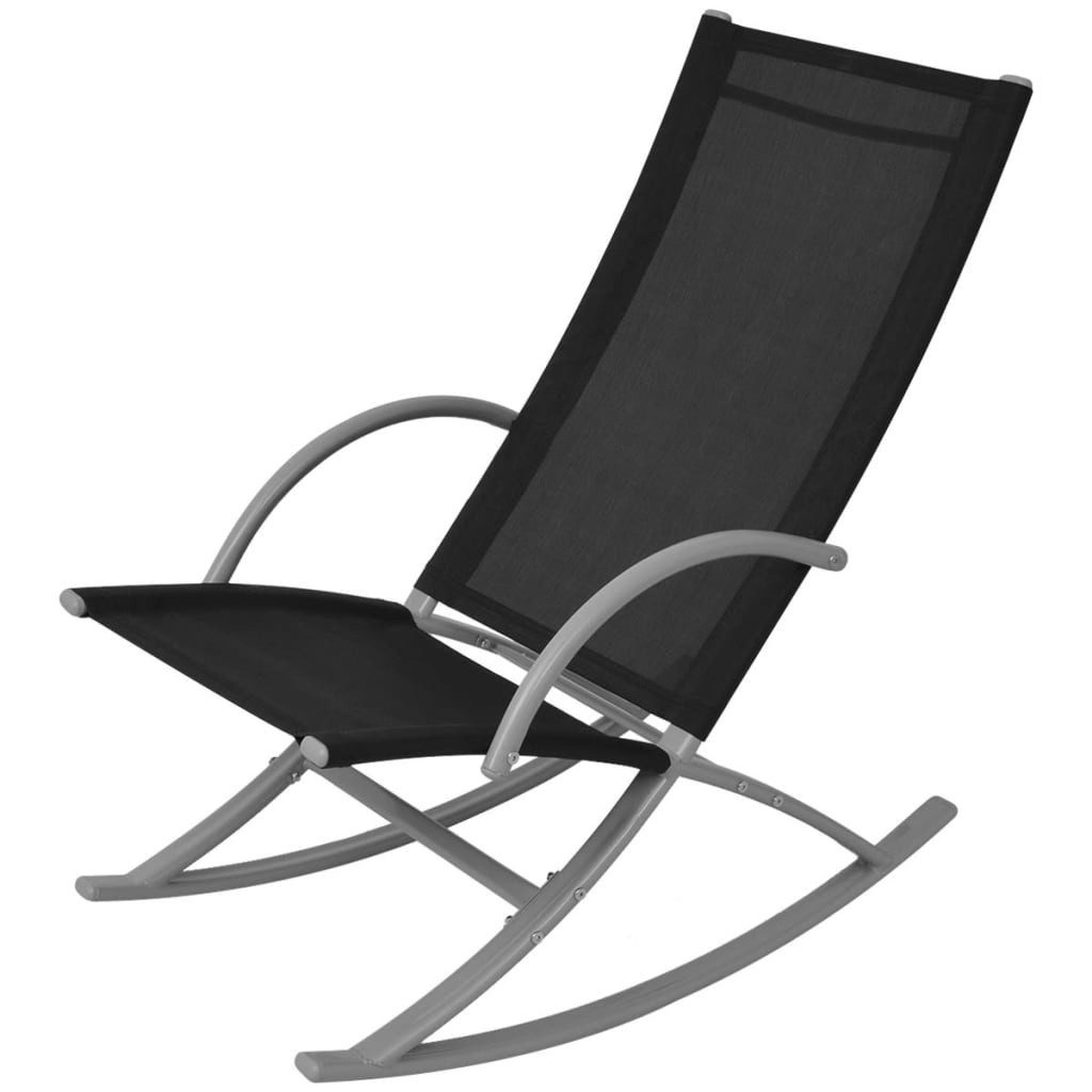 furnicato Gartenstuhl Garten-Schaukelstuhl-Set 53x92x86 cm Schwarz, Stabile Lounge-Sessel mit Textilene-Gewebe für Camping und Strand