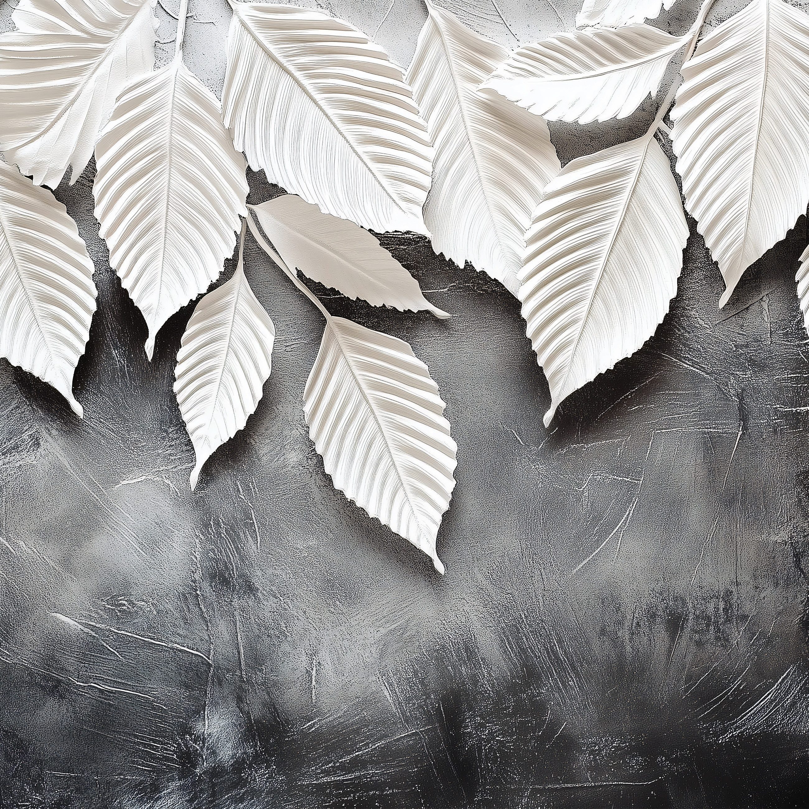 Wallarena Fototapete Blätter Grau 3D Effekt Vlies Tapete Wohnzimmer Schlafz günstig online kaufen