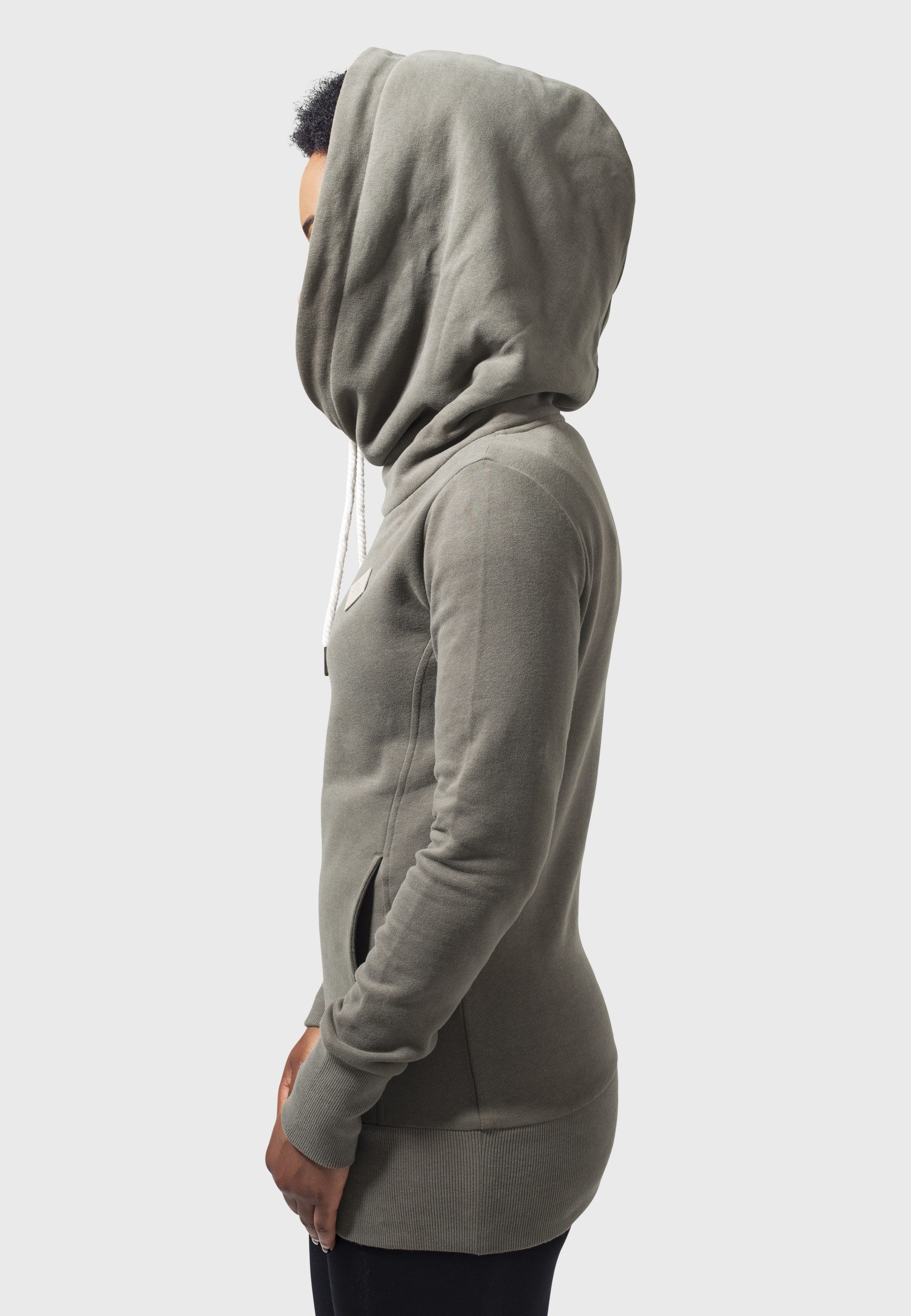 URBAN CLASSICS Kapuzenpullover Urban Classics Damen Ladies Long Logopatch Hoody (1-tlg)