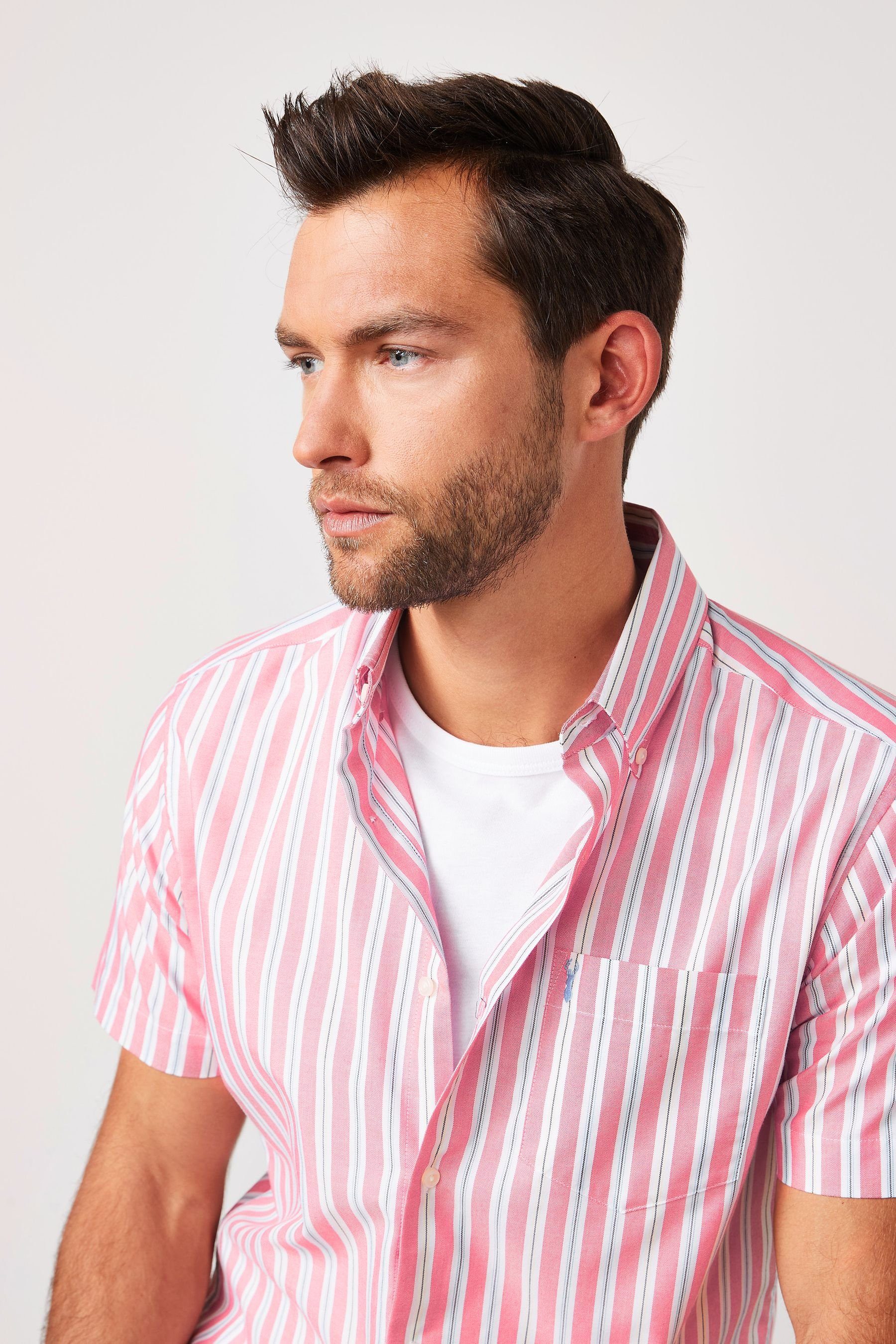 Stripe (1-tlg) Next Pink Kurzarmhemd