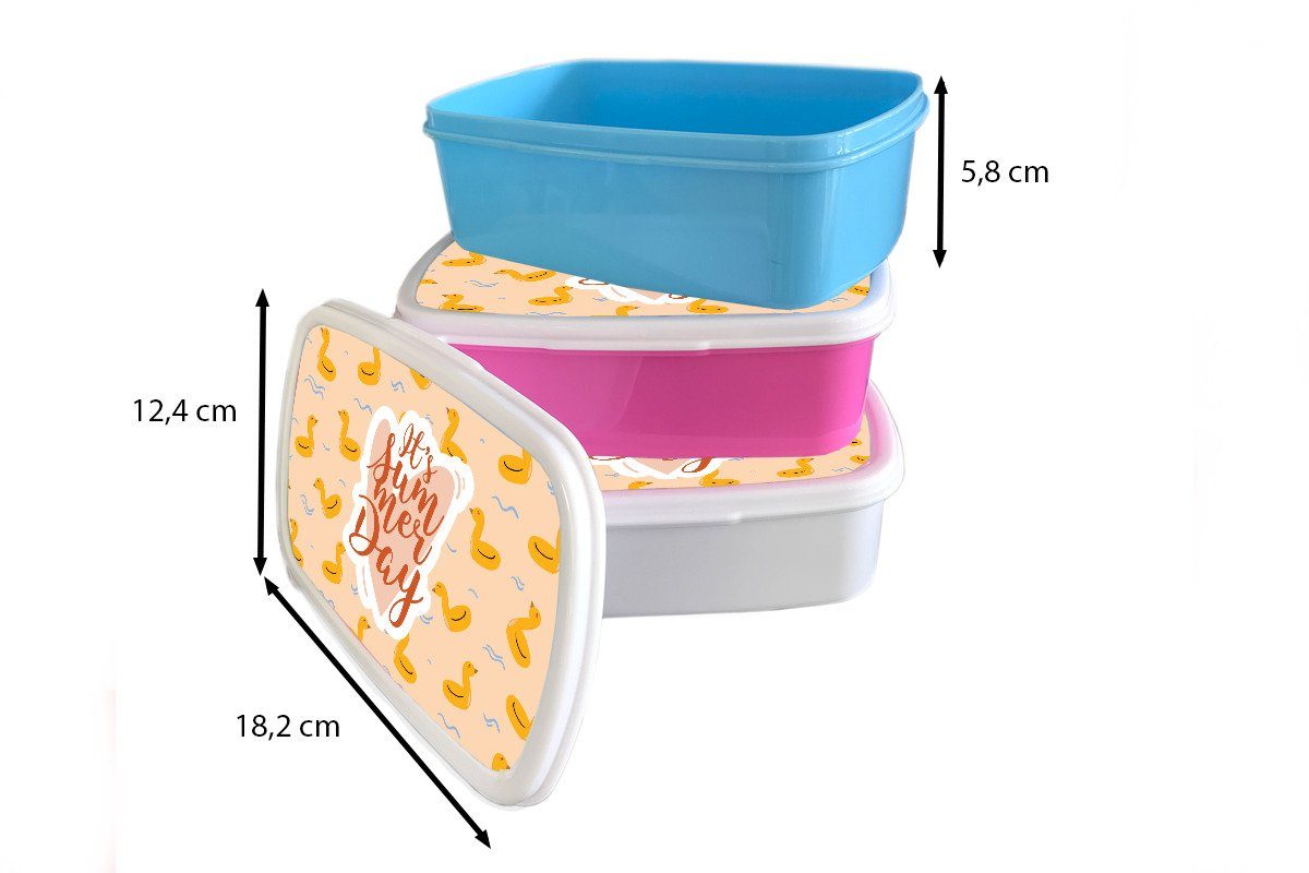 Sommer Lunchbox Mädchen Jungs Kinder für (2-tlg), weiß - - und Poolband Brotdose, Kunststoff, und MuchoWow Erwachsene, Brotbox Gelb, für