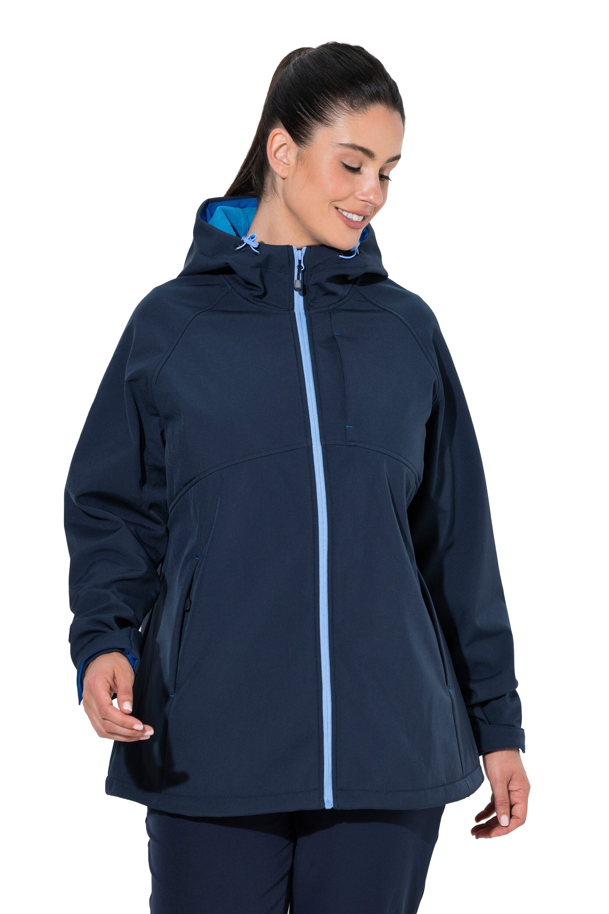 Ulla Popken Softshelljacke Softshelljacke Kapuze Zipptaschen Klettriegel