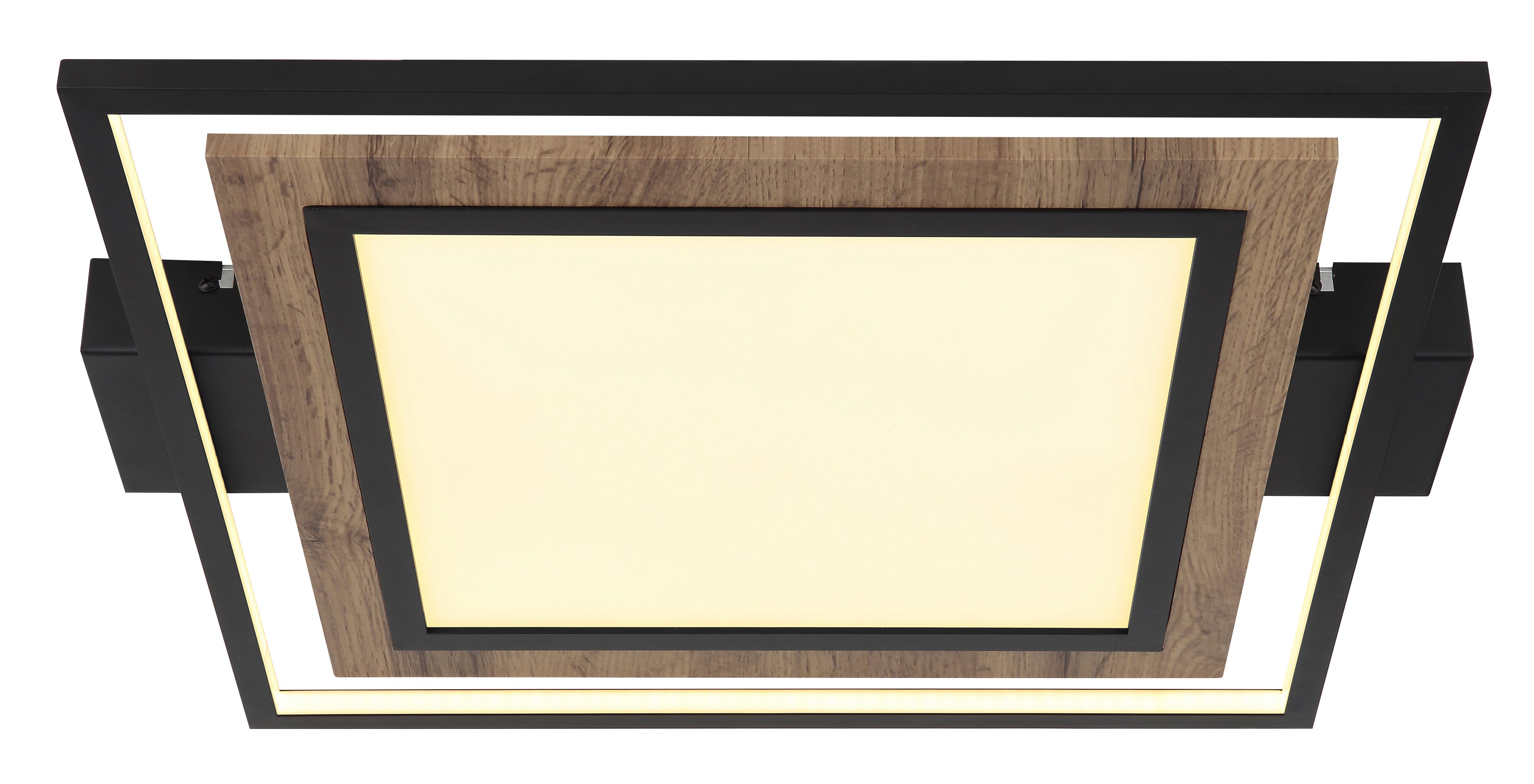 GLOBO LIGHTING Deckenleuchte GABALDO, LED fest integriert, Warmweiß, Schwarze MDF-Deckenleuchte mit opalem Kunststoff, LED 36W