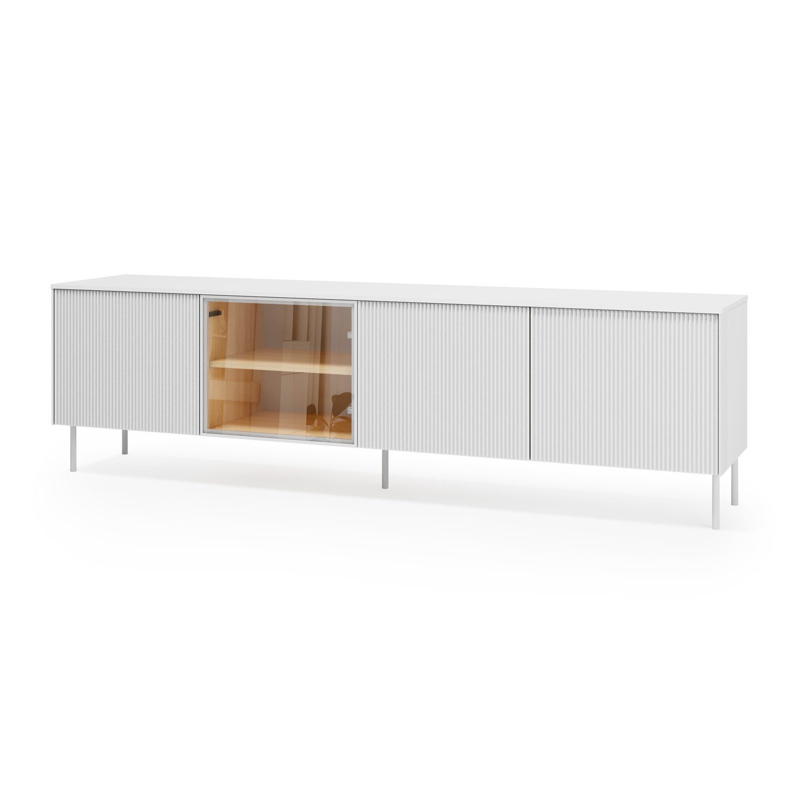 HAUSELEMENT TV-Schrank LIBA LB-05A mit LED-Beleuchtung 4 Türen Lowboard 195 cm Fernsehschrank Modern
