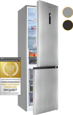 exquisit Kühl-/Gefrierkombination KGC350-105-NF-040C, 193 cm hoch, 60 cm breit, Energieeffizienzklasse C, 347 L Volumen, Total NoFrost, Display