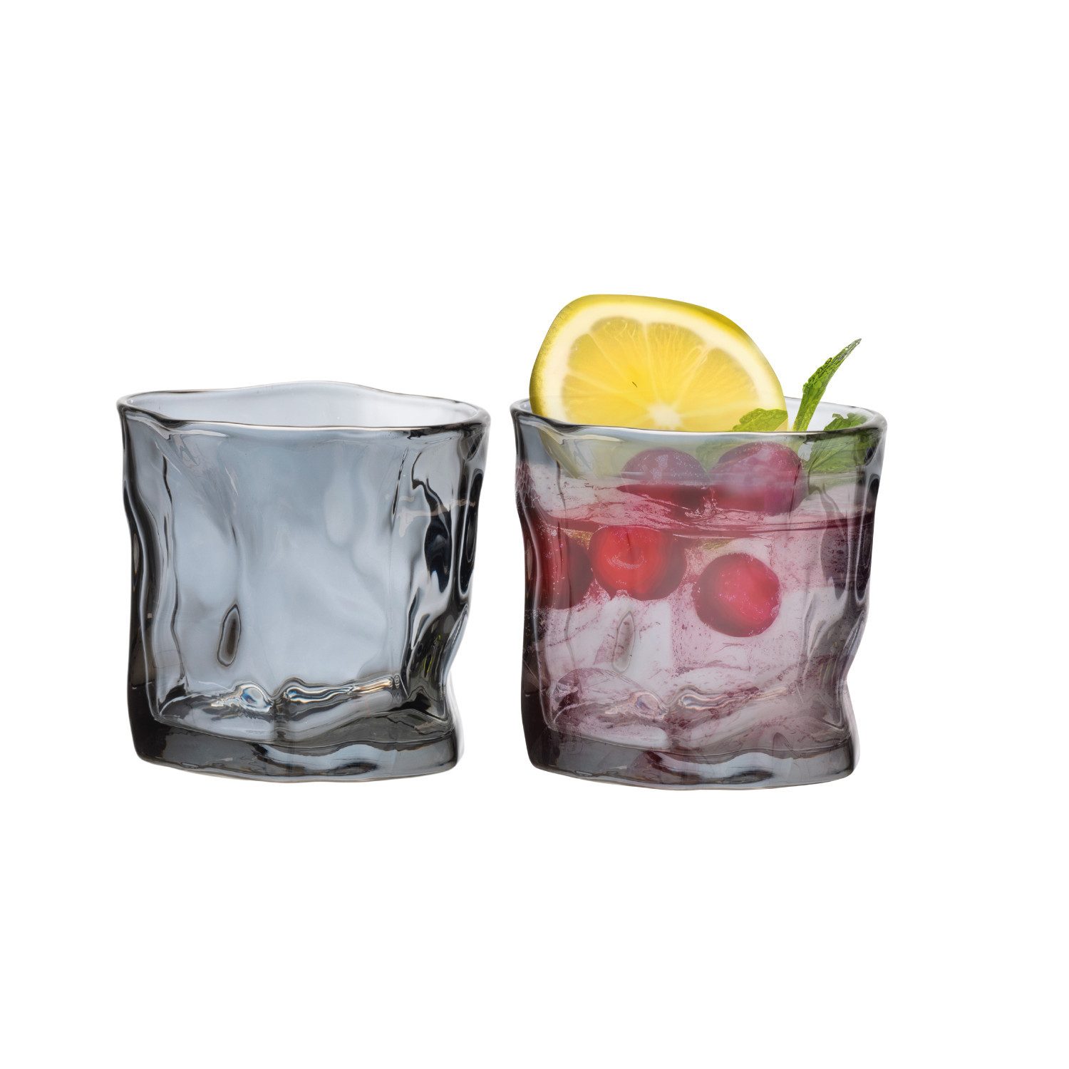 Zoha Glas Diamond Black Glas Trinkgläser Cocktailgläser 200ml, Glas, Hitzebeständig Eiskaffeegläser Tee Wasser Saft Kaffee -