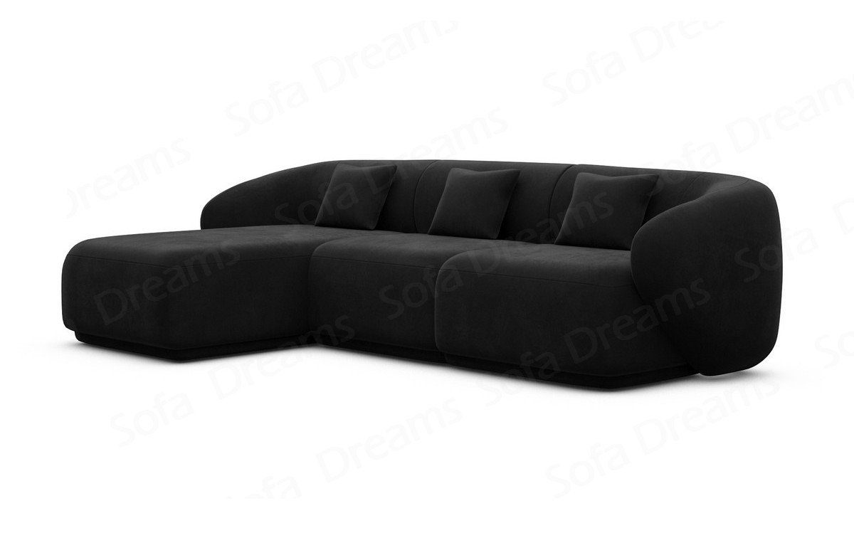 Stoffsofa, Sofa kurz Couch schwarz95 Form Dreams Loungesofa mane Design Ecksofa Sofa Samtstoff Marbella L mit Polster