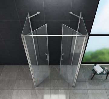 Home Systeme Runddusche ARON U Form Duschkabine Dusche Duschwand Duschabtrennung Duschtür, BxT: 80x90 cm, Einscheibensicherheitsglas