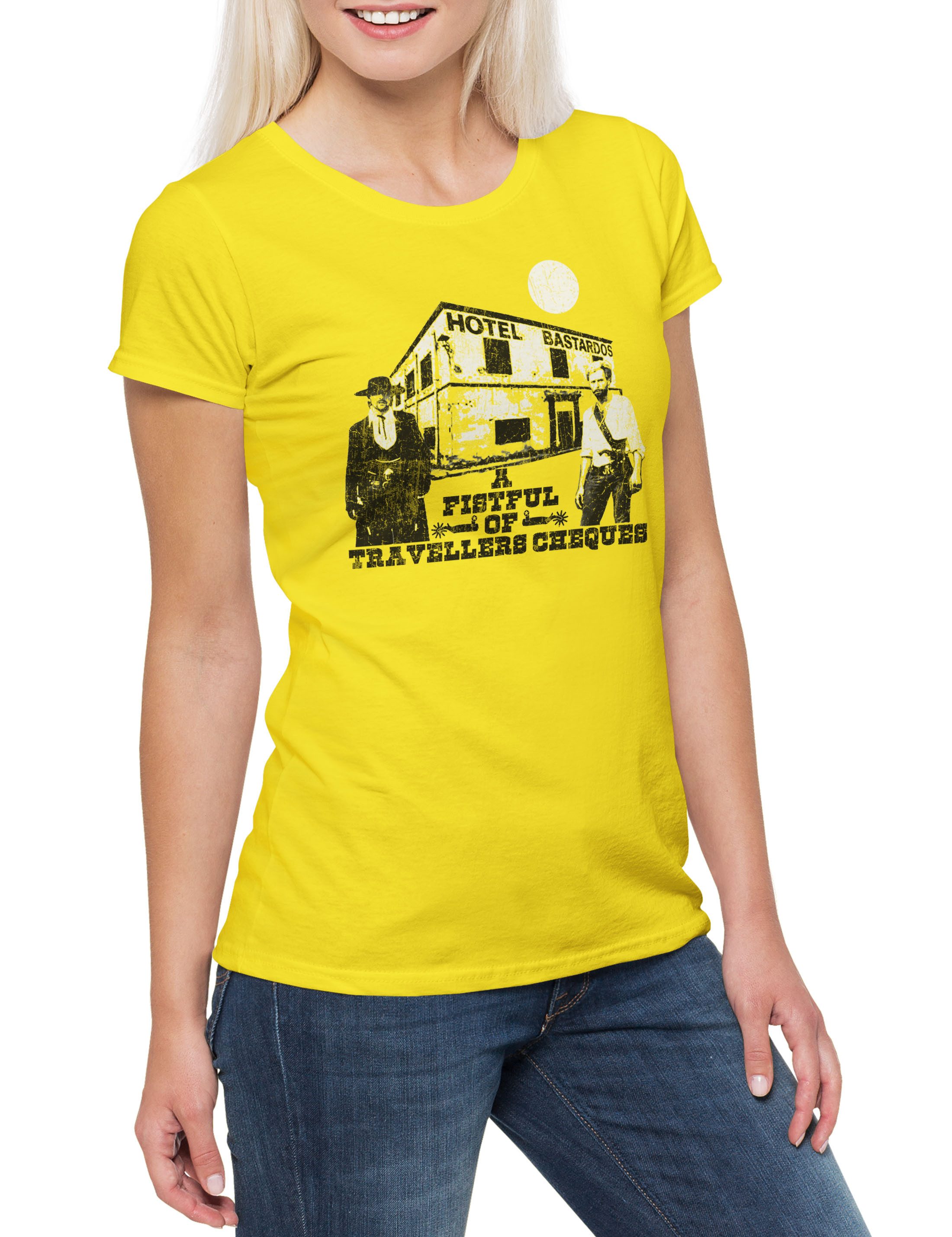 Print-Shirt A Fistful Of Travellers Cheques Damen T-Shirt Dollars Western Comic