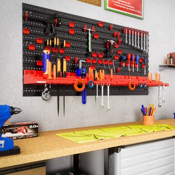 monzana Werkzeughalter, 95x54cm 54 tlg. 2 Wandplatten 50 Werkzeughaken erweiterbar Werkstatt