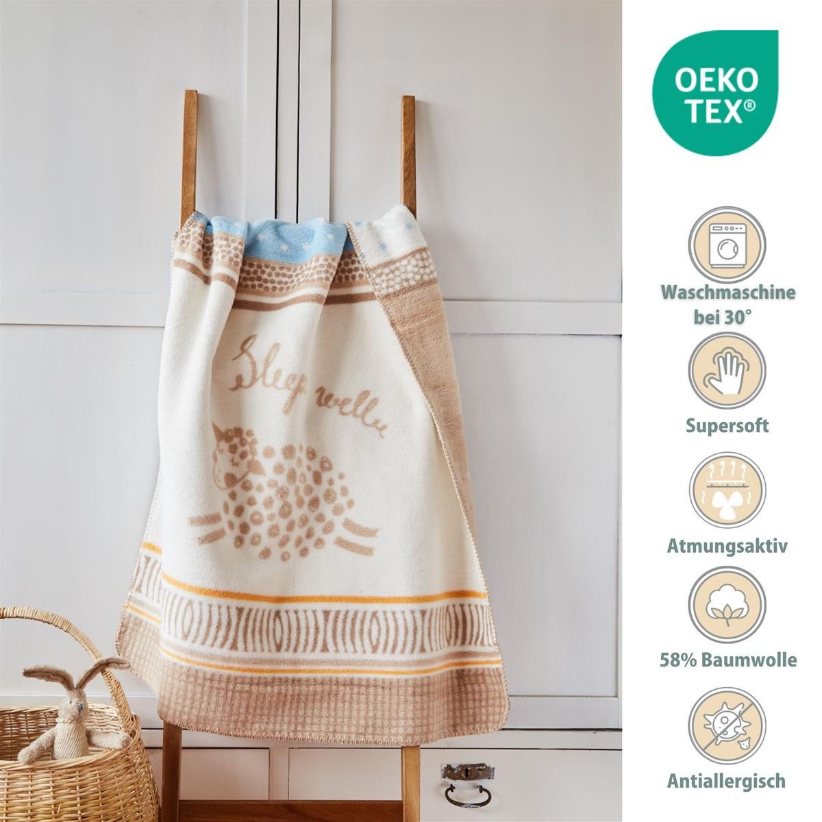 Babydecke 90x120 cm - flauschig weich - Kuscheldecke, SEI Design