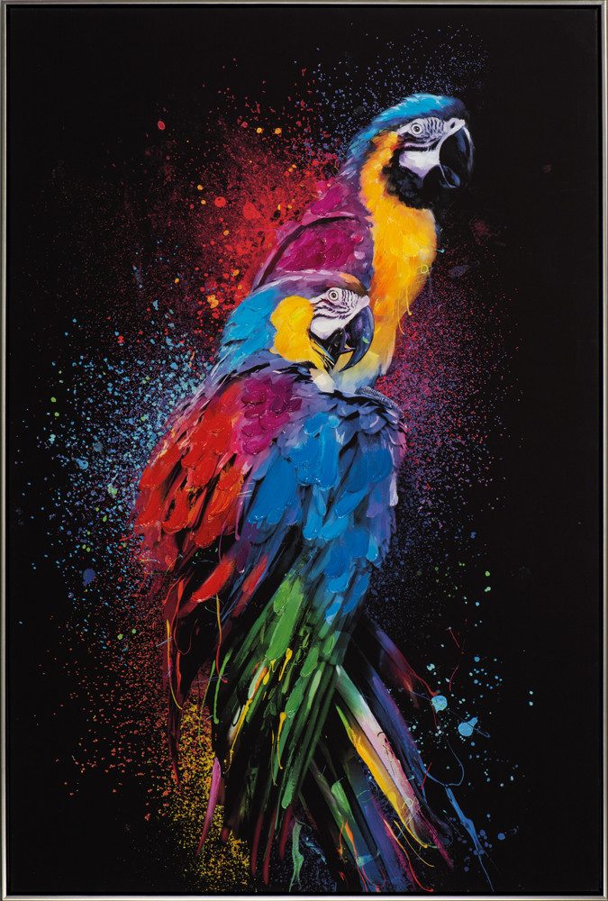 ArtUniverse Gemälde Leinwandbild Farbenprächtige Papageien 82 x 122 cm, Tiermotiv