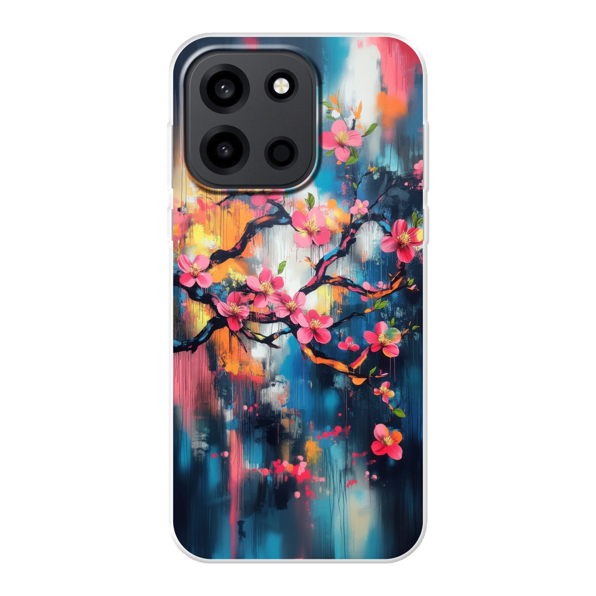 MuchoWow Handyhülle für OnePlus Turbo 6 5G Blumen - Zweig - Künstlerisch - Rosa, Handy Case, Silikon, Bumper Case Dünn