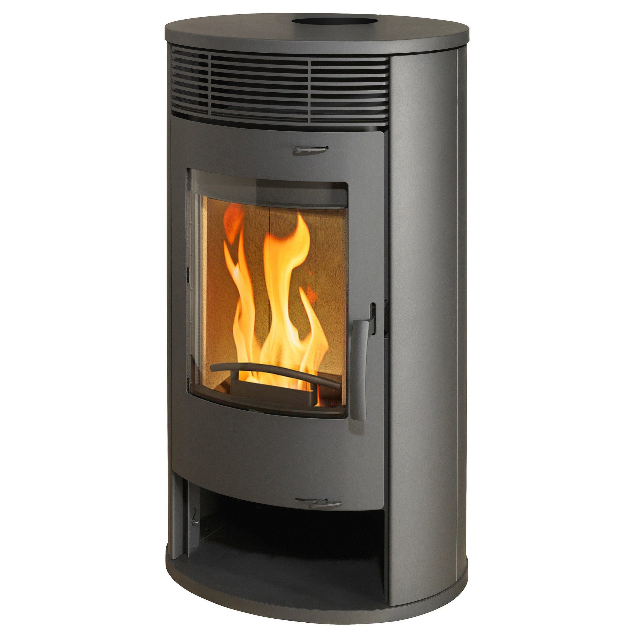 Thermia Kaminofen Thermia Kaminofen Olympus V6 Stahl mit Warmluft-Lamellen, 7 kW, Zeitbrand