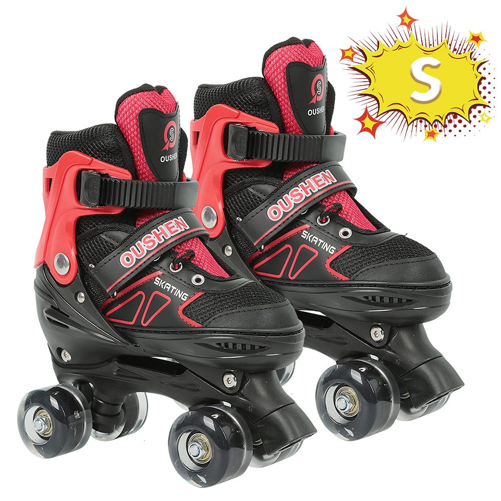 JEOBEST Ролики Verstellbare Ролики für Kinder, Atmungsaktiv Quad Ролики, Für Mädchen und Jungen, Weihnachts Geschenke, Größen 27-37