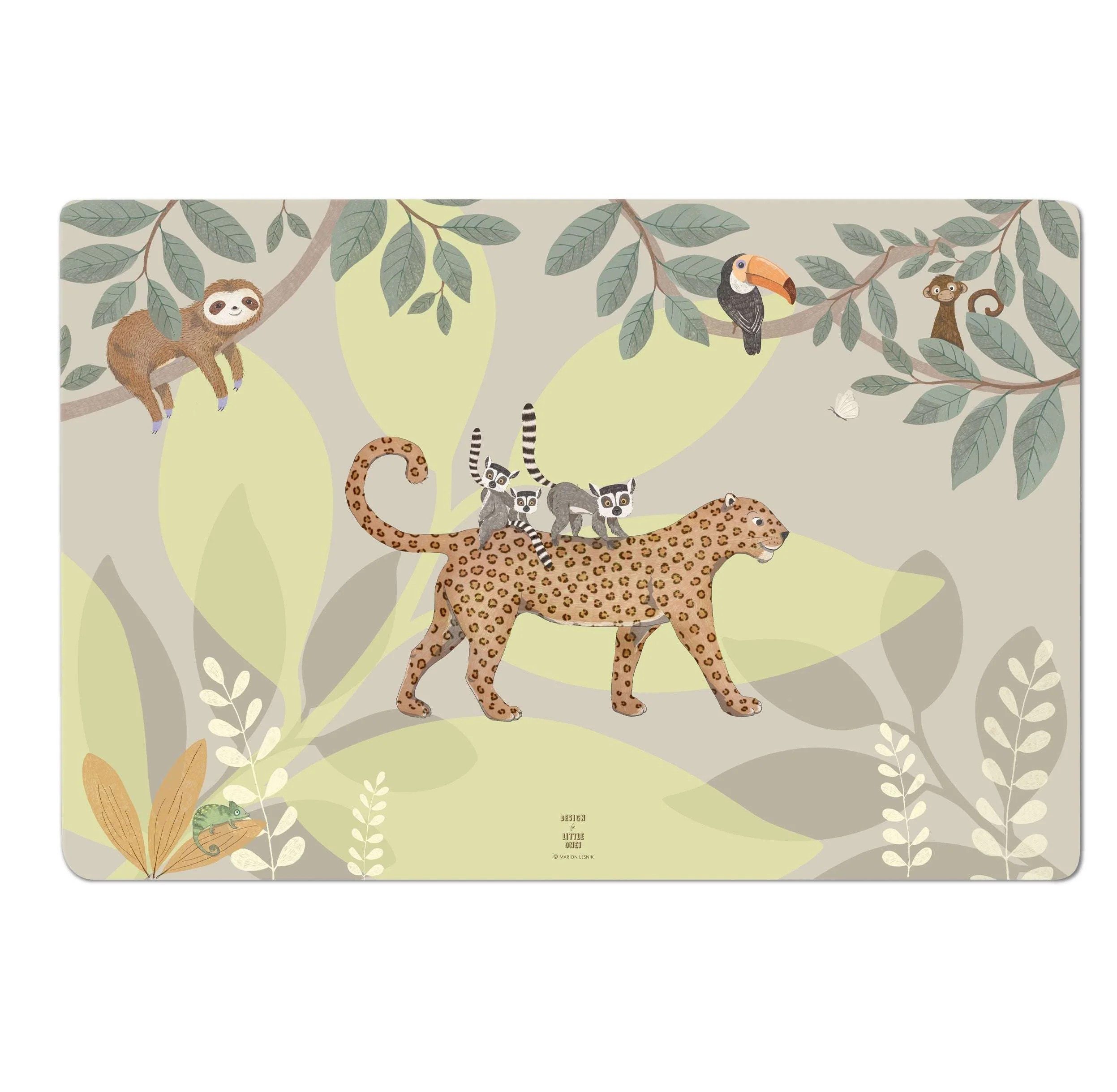 scriptum Schreibtischunterlage für Kinder – „Dschungeltiere grün“ – 60 x 40 cm – aus Premium Vinyl, (1 tlg)