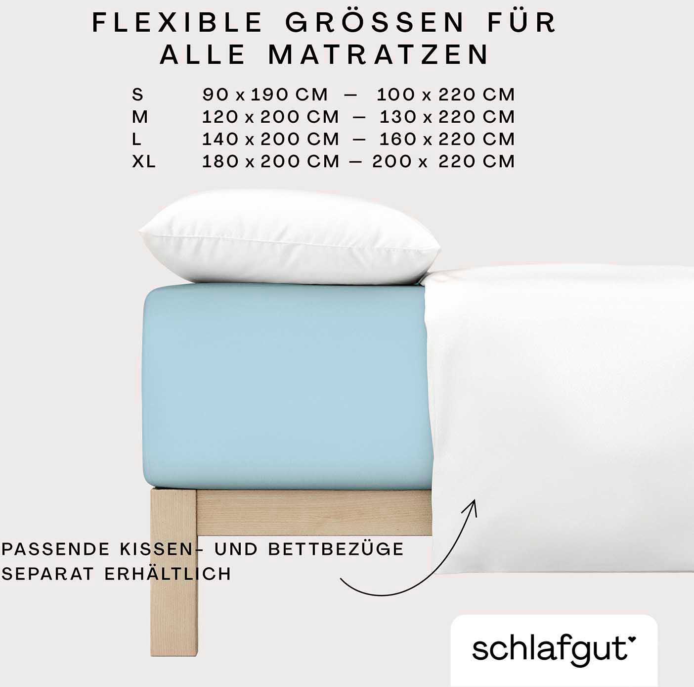 Schlafgut Spannbettlaken PURE BOXSPRING Bio-Baumwolle mit Elasthan, 170 g/m², Bettlaken, Jersey-Elasthan, Gummizug: rundum, (1 Stück), PREMIUM Boxspringbett Laken bis 40 cm Höhe, dehnbar blickdicht, straff