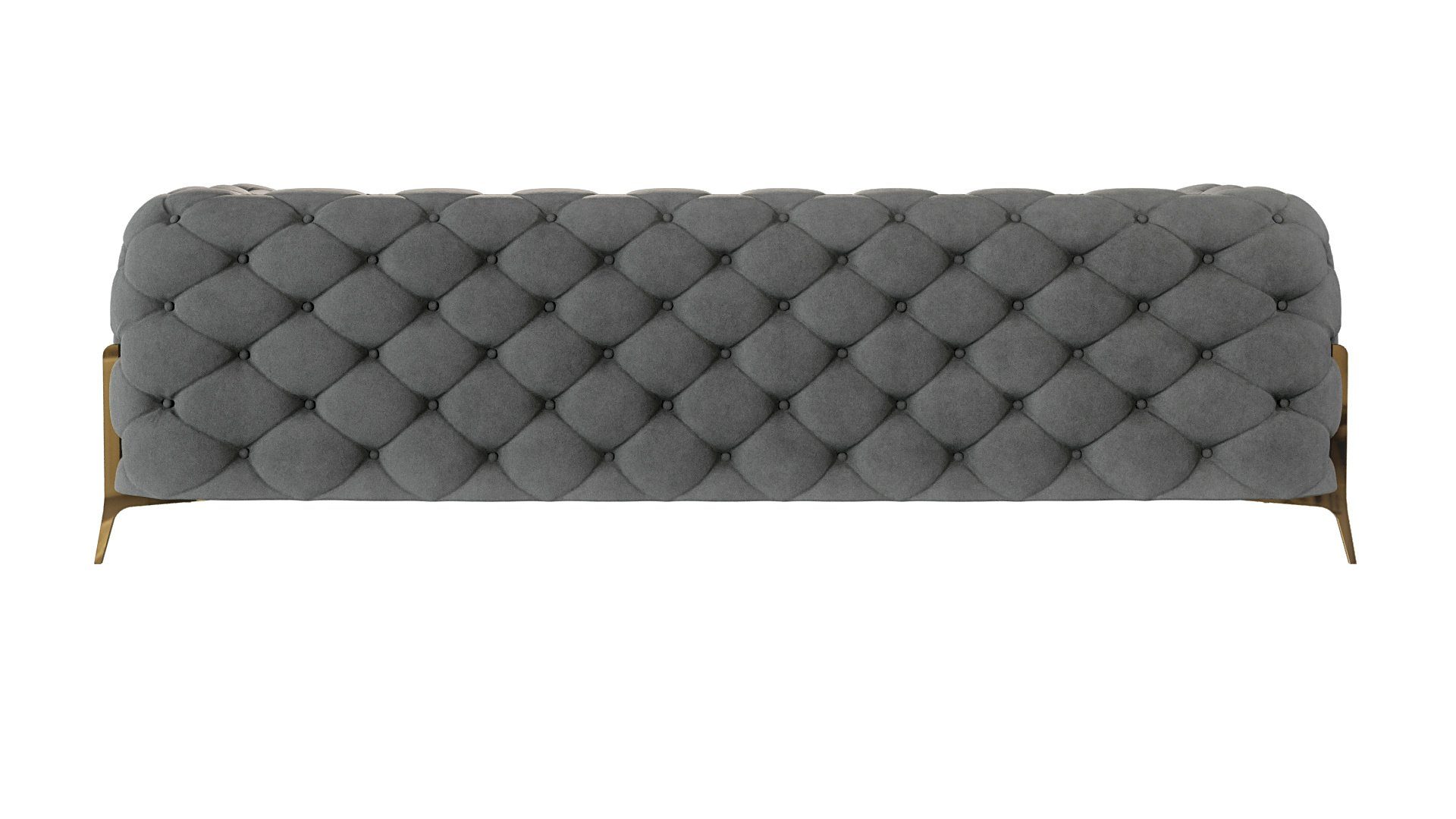 Metall Füßen, mit Wellenfederung mit Ashley Goldene Sofa S-Style Grau 3-Sitzer Möbel Chesterfield