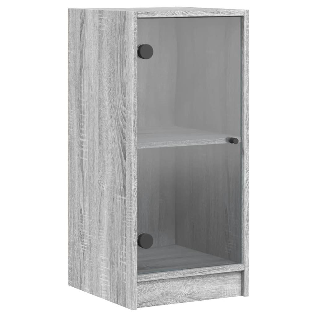 vidaXL Beistellschrank Beistellschrank mit Glastüren Grau Sonoma 35x37x75,5 cm (1-St)