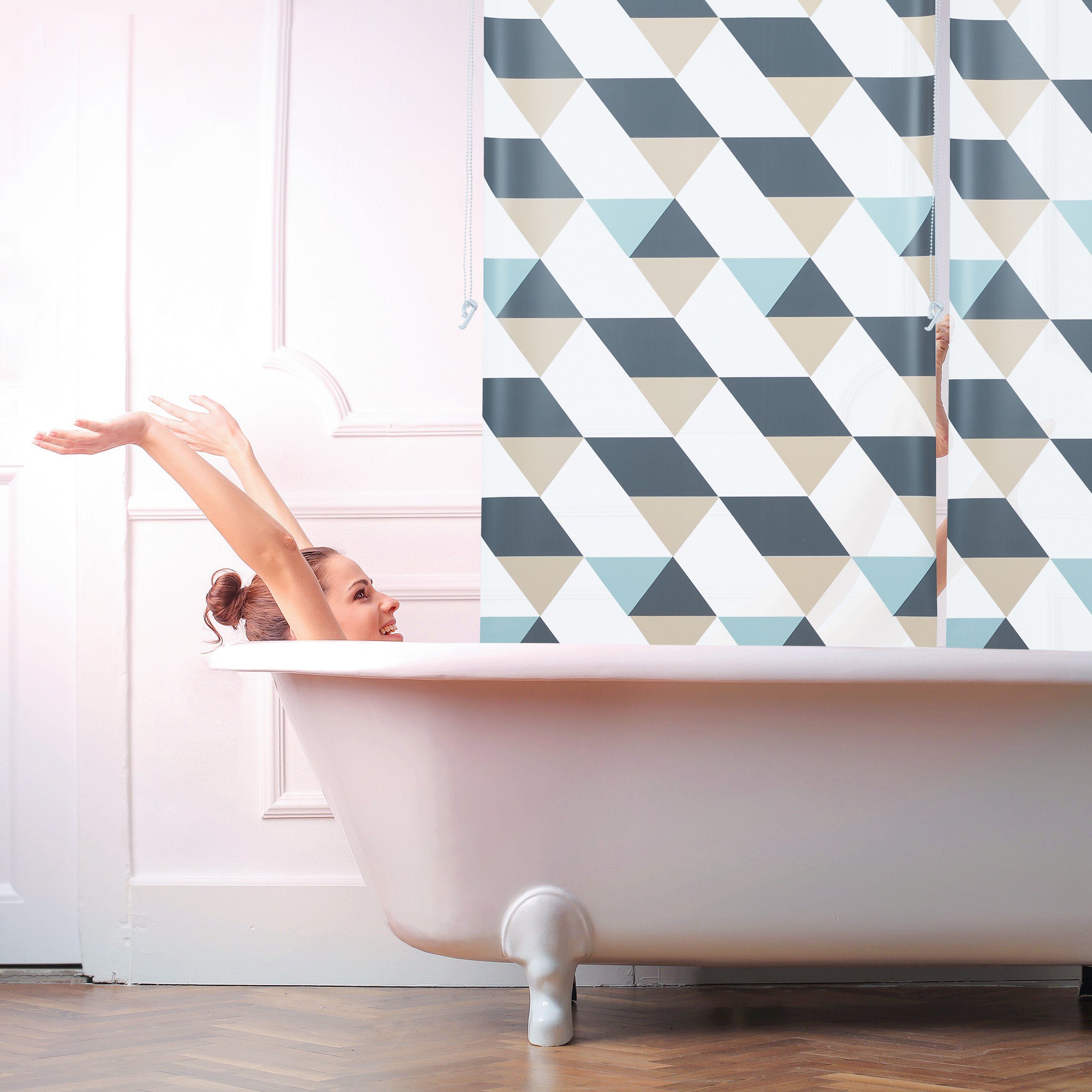 relaxdays Duschrollo mit geometrischem Desig Breite 80 cm, 80x240cm