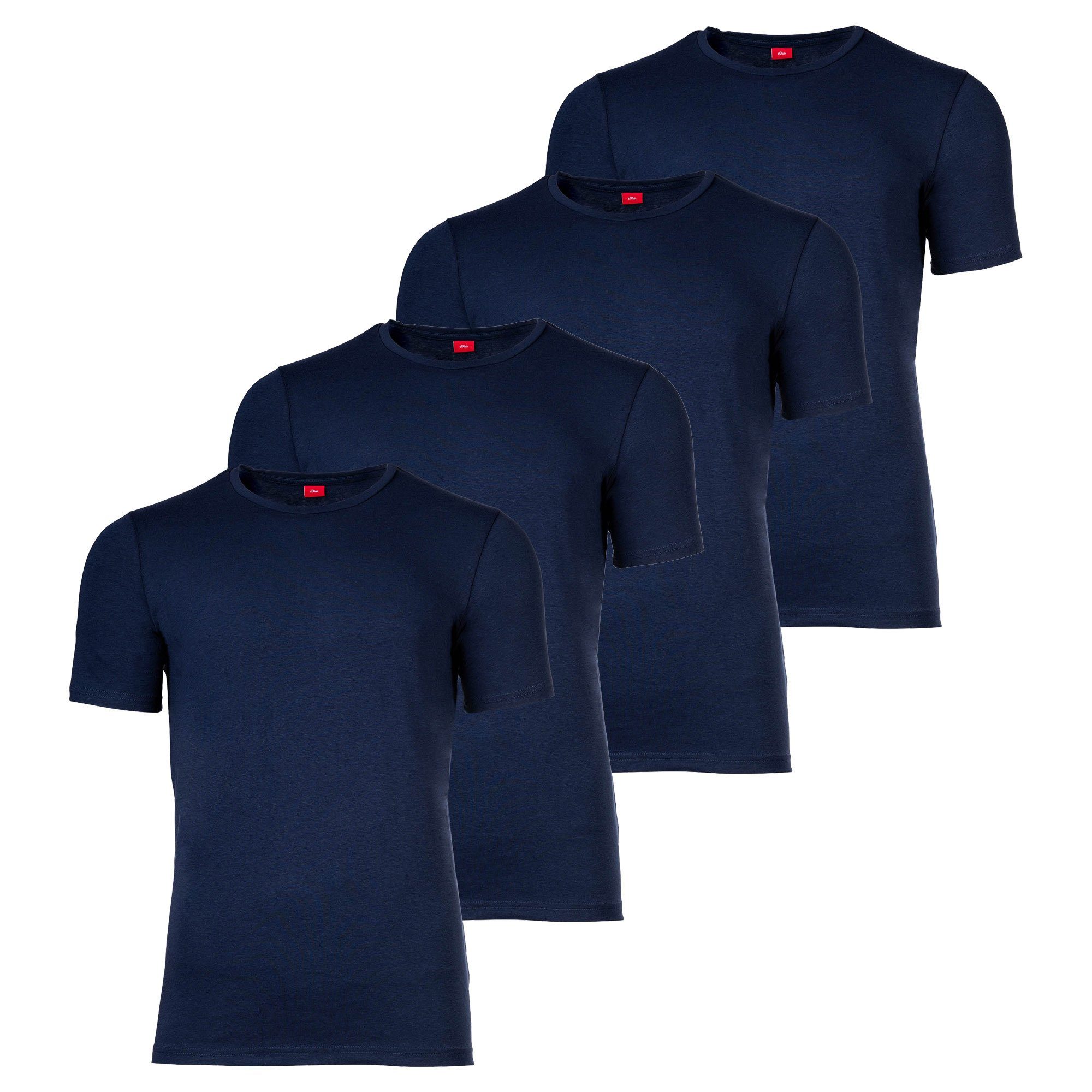 s.Oliver T-Shirt Herren T-Shirt, 4er Pack - Basic, Rundhals Marine