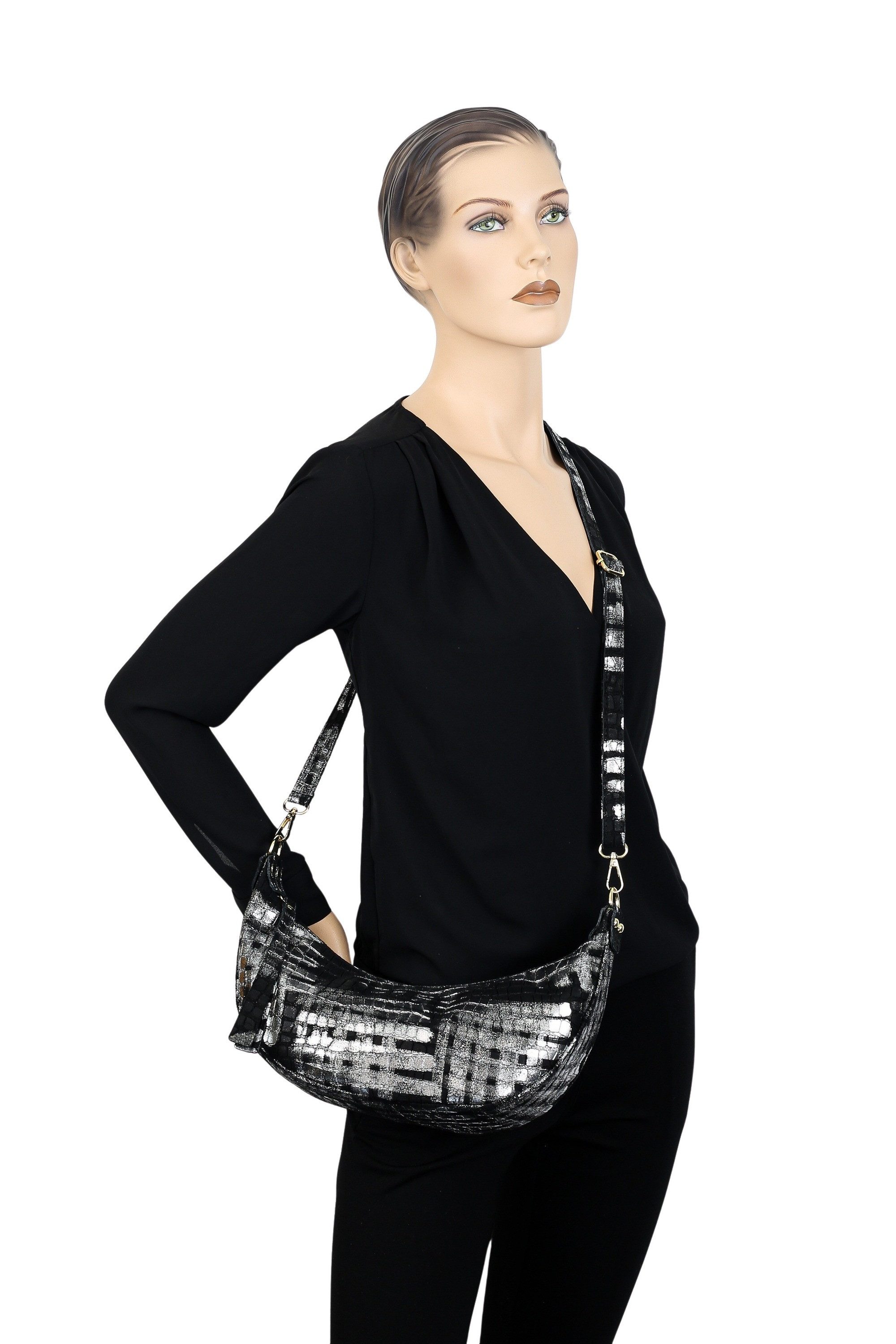 COLLEZIONE ALESSANDRO Schultertasche Silbermond, elegant-luxuriöse Tasche mit silber-Finish