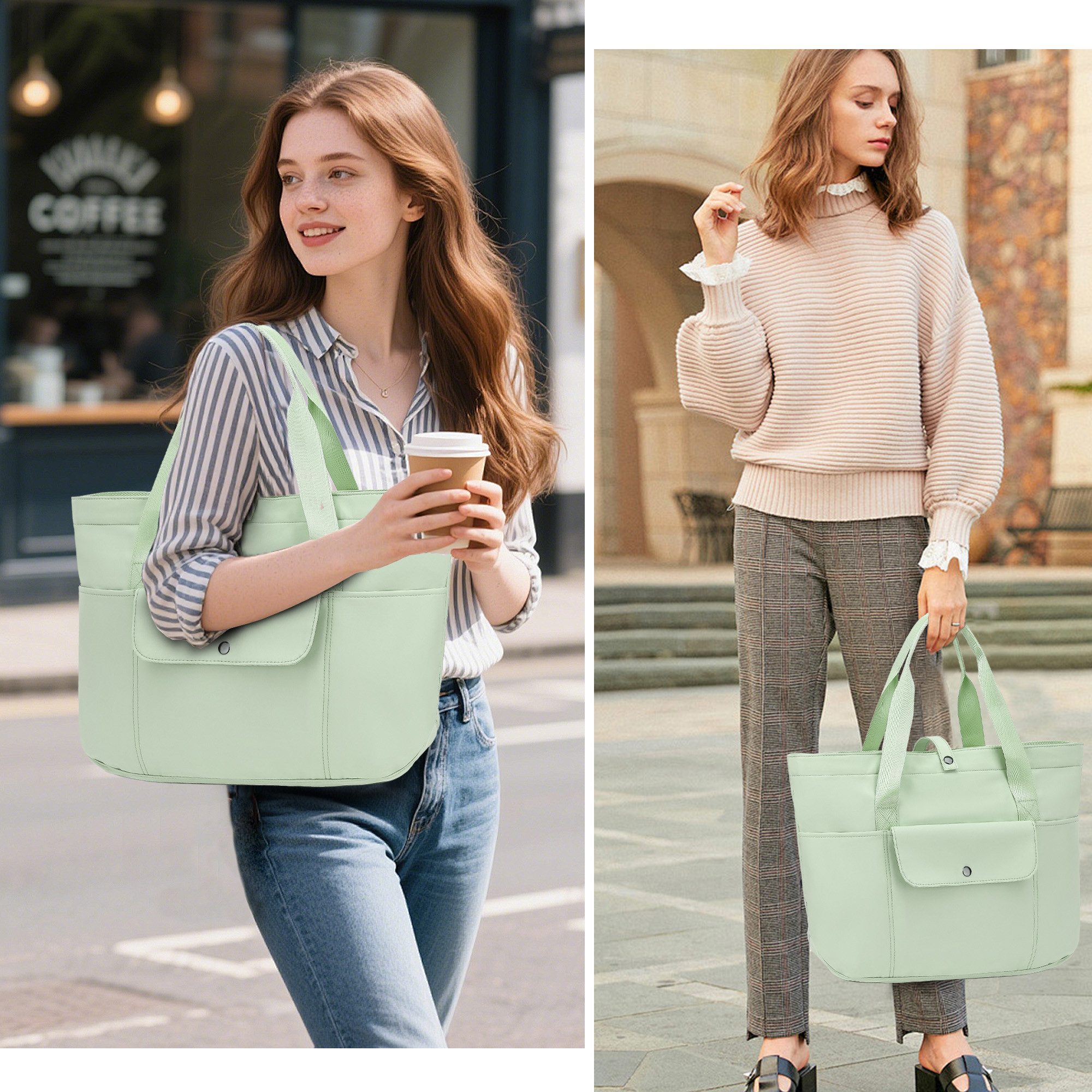 TAN.TOMI Umhängetasche Damen Multi-Taschen Große Tote Bag Shopper Schultertasche, Faltbarer Stauraum Mit Reißverschluss für Reisen Arbeit Fitness