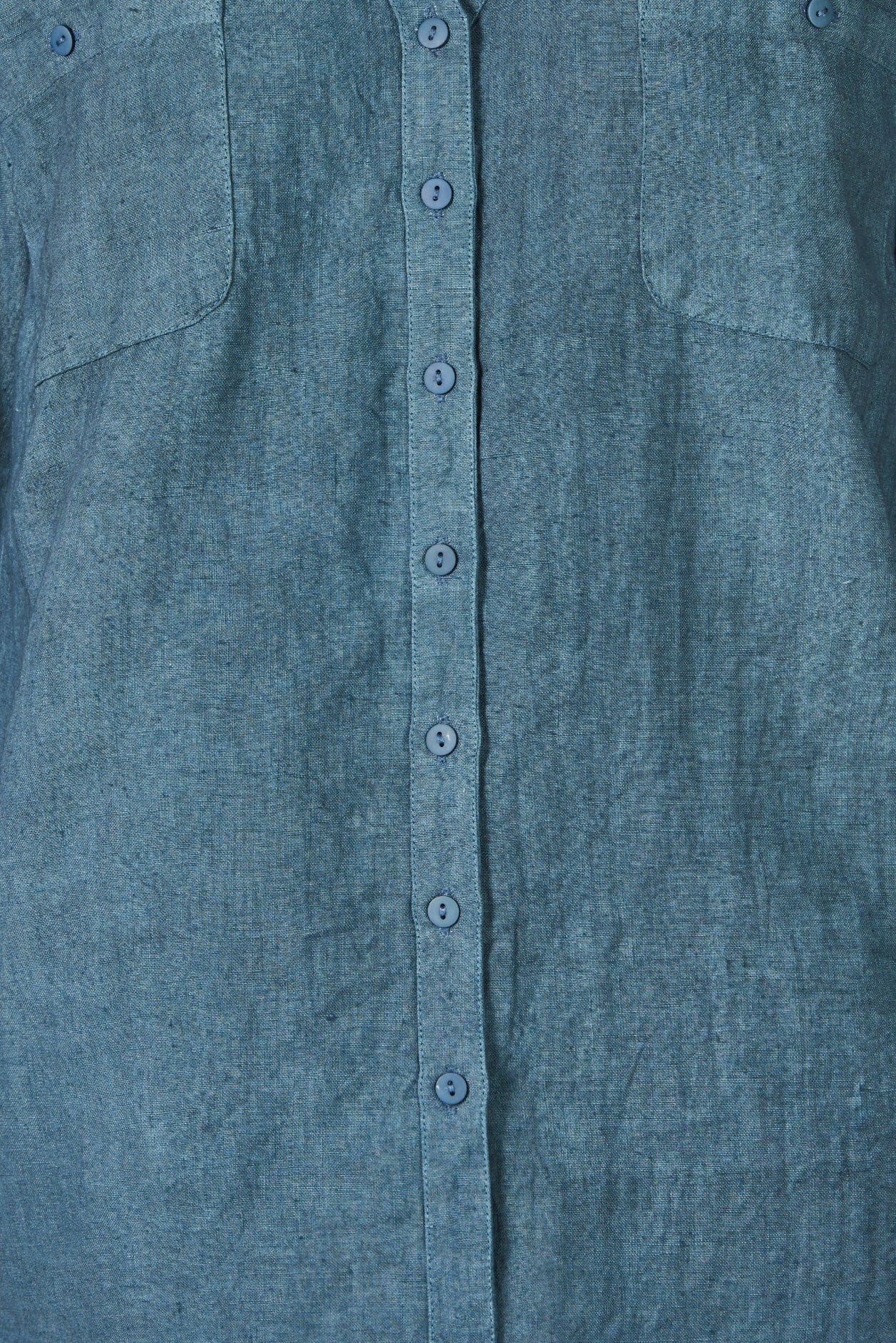 Himalaya Clothing Langarmbluse 3/4 Arm Bluse mit dekorativer Falte und krempelbaren Ärmeln aus Leinen Lässige Bluse Damen Leinenbluse mit edlen Details – Bild 4 von 4