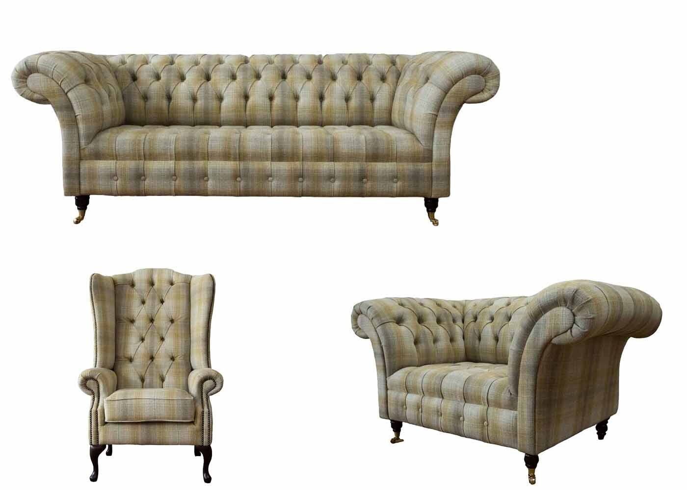 JVmoebel Wohnzimmer-Set Sofa 3+1+1 Sitzer Textil Sofas Polster Garnitur Sofagarnitur Couchen, (3-St., Sofa 3-Sitzer/Ohrensessel/Sessel), Made in Europa