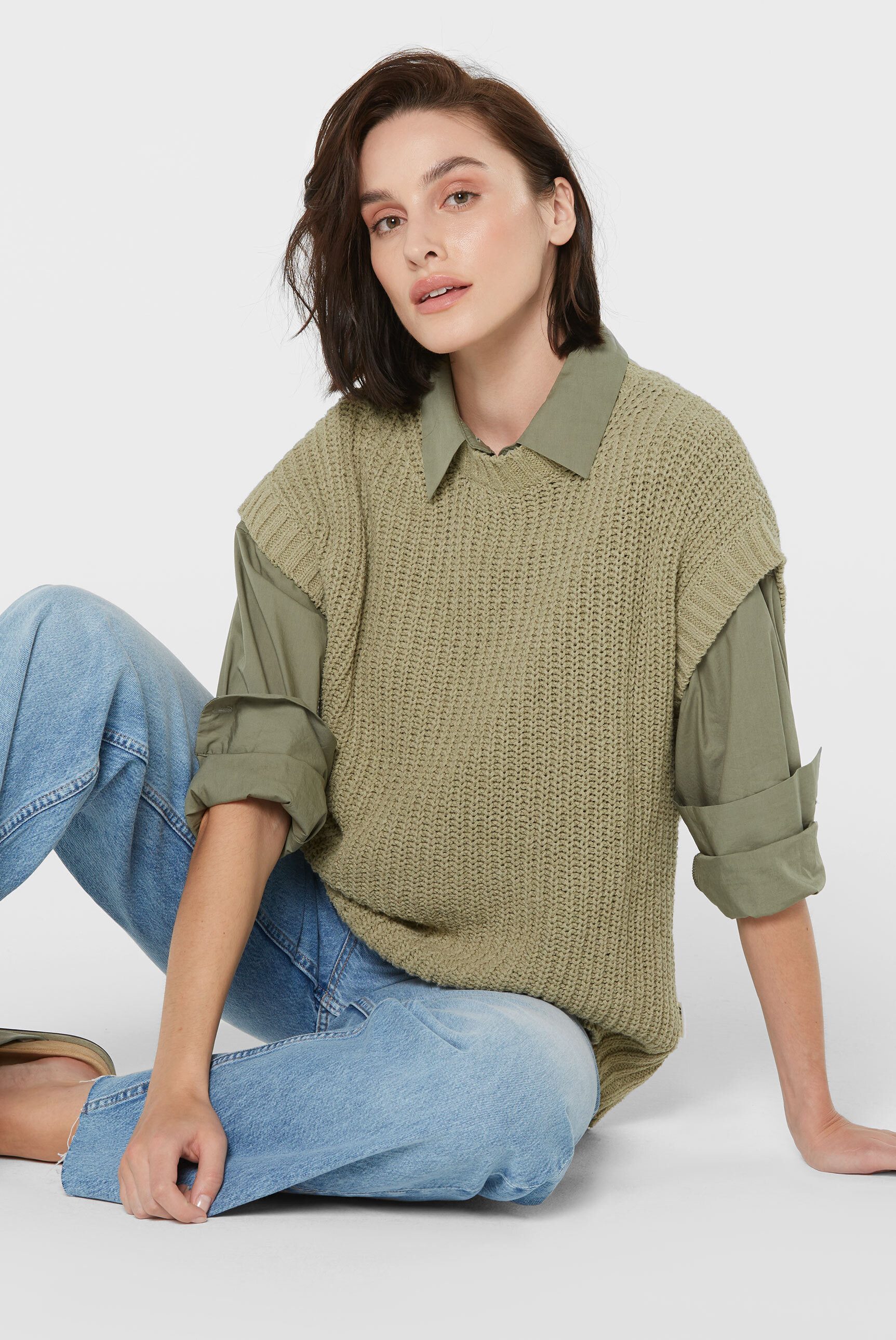 SENSES.THE LABEL С коротким рукавом im Rippstrickmuster