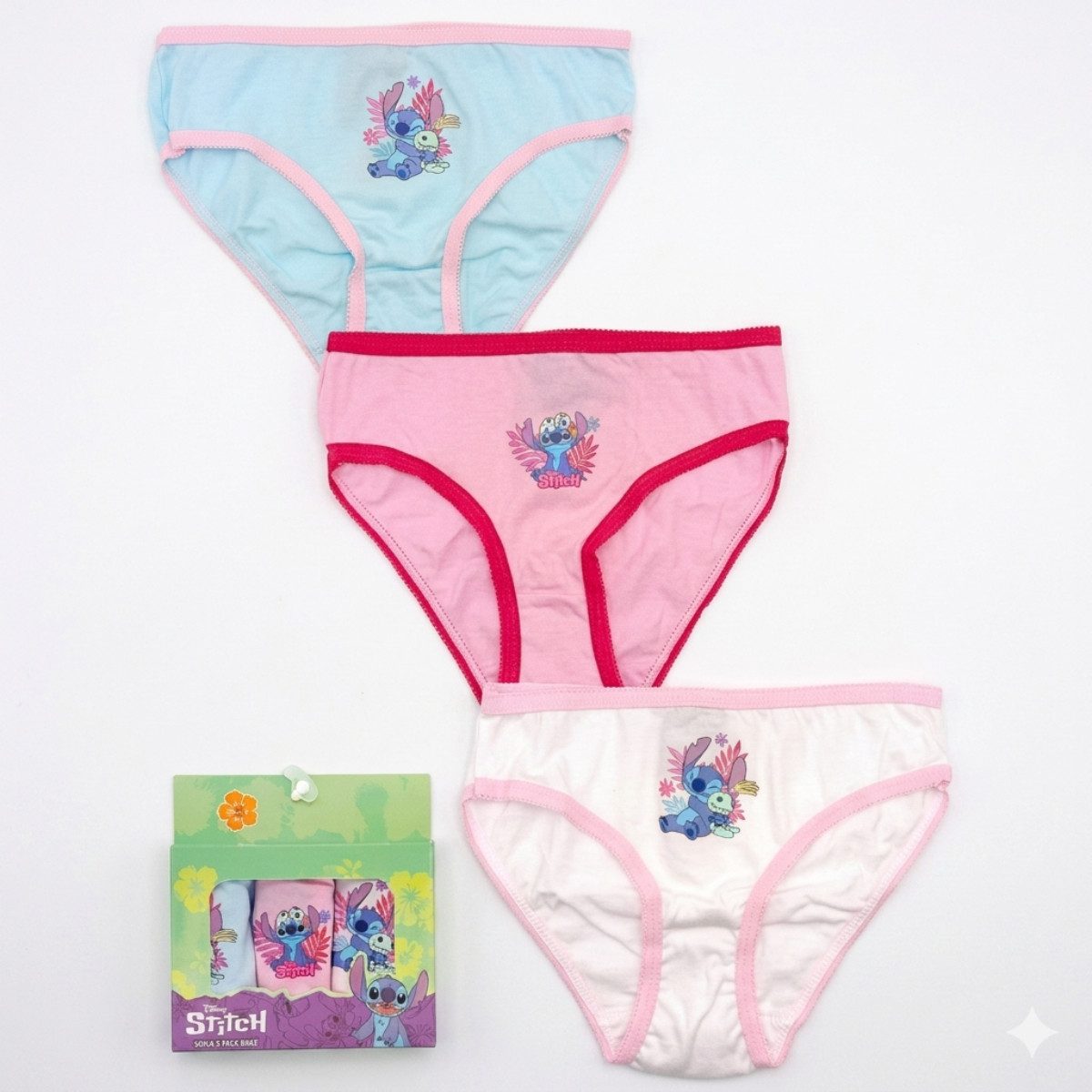 Lilo & Stitch Slip Set Kinder Baumwolle Unterwäsche Mehrfarbig (3-St)