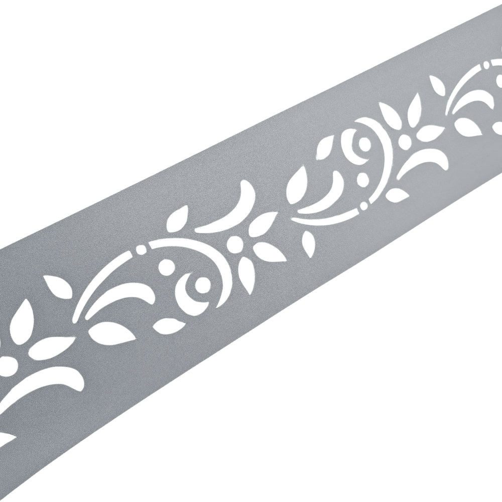 zaunzu Sichtschutzstreifen PREMIUM Dekor Floral1 Sichtschutz Fenstergrau 2,55m, (1x Einzelstreifen, Lasermuster für Deinen Doppelstabmattenzaun Laserstreifen), 5 Jahre garantierte Farbechtheit, UV-beständig