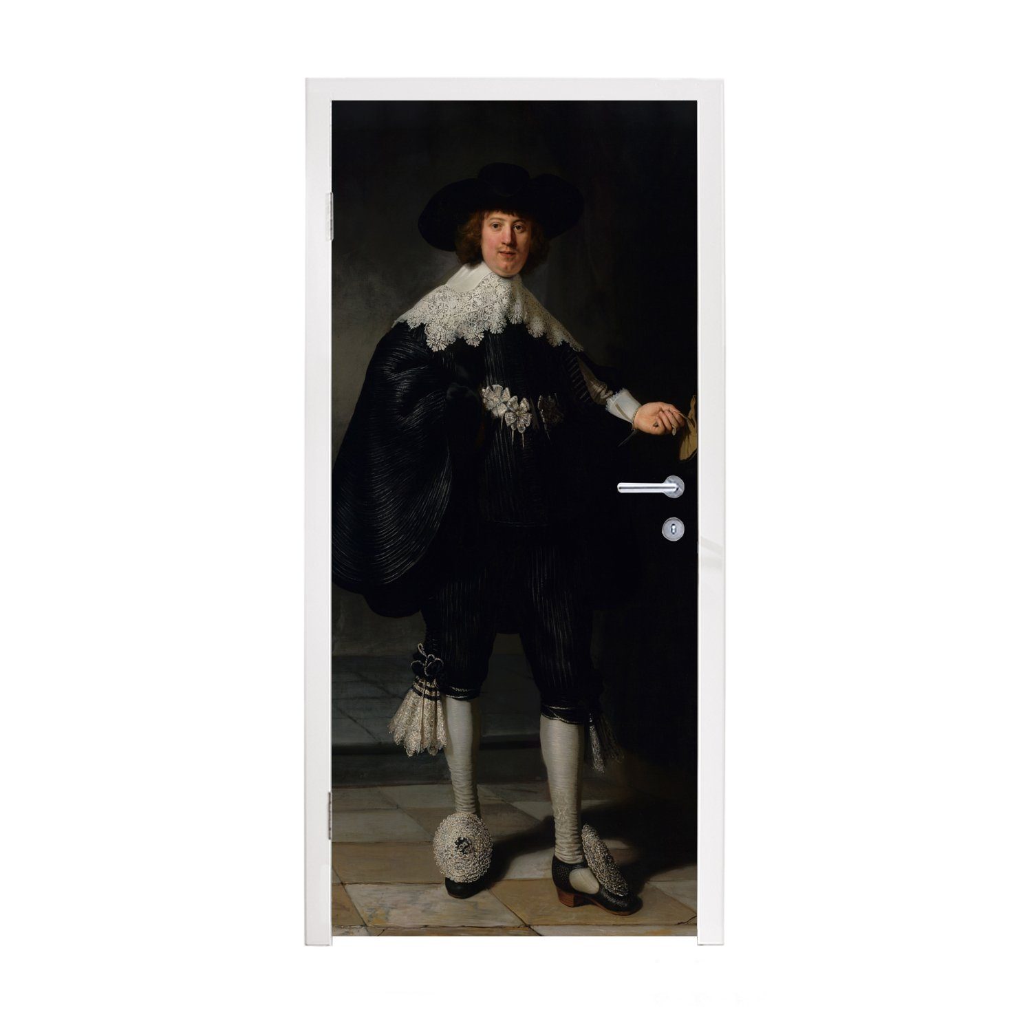 MuchoWow Türtapete Das Hochzeitsbildnis von Marten Soolmans - Rembrandt van Rijn, Matt, bedruckt, (1 St), Fototapete für Tür, Türaufkleber, 75x205 cm