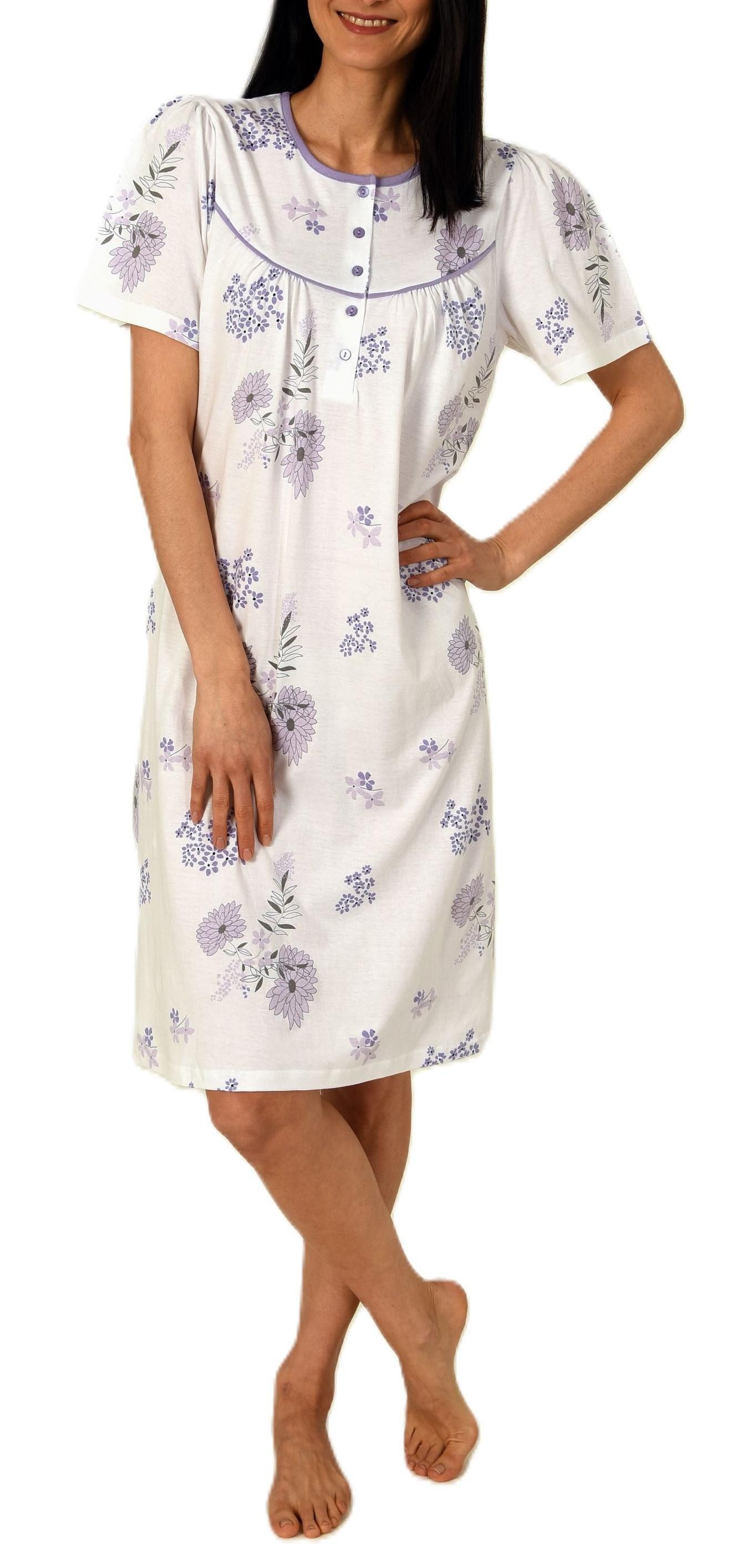 Normann Nachthemd Damen kurzarm Nachthemd im klassischen fraulichen Design