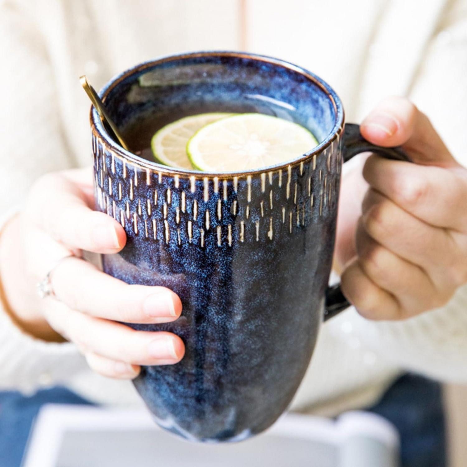 LuxusKollektion Tasse Kaffeetasse XXL 600ml Steingut Becher