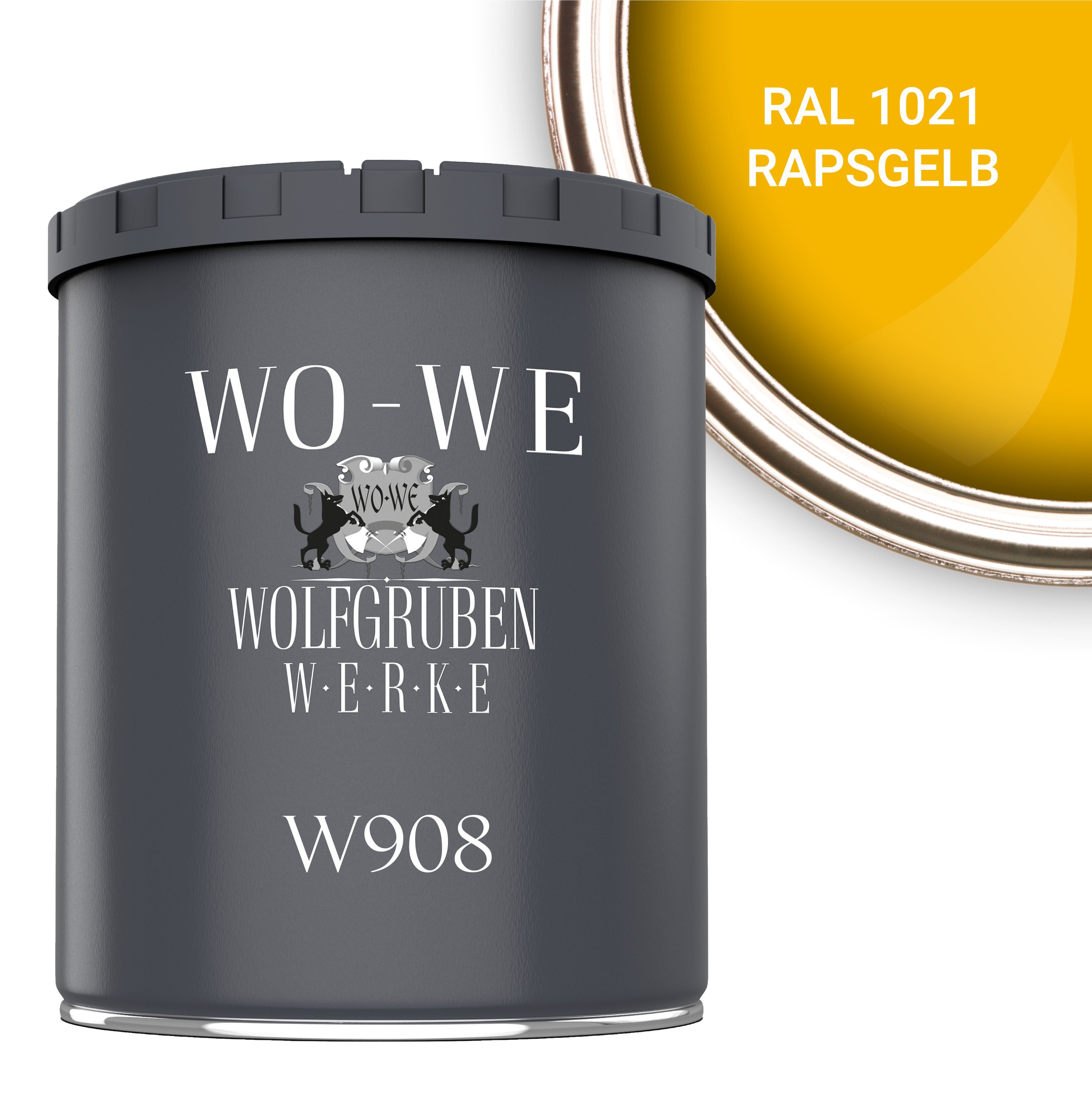 WO-WE Metallschutzlack 4in1 Metalllack Metallfarbe Metallschutzfarbe W908, 1L - 2,5L, Außenbereich RAL 1021 Rapsgelb