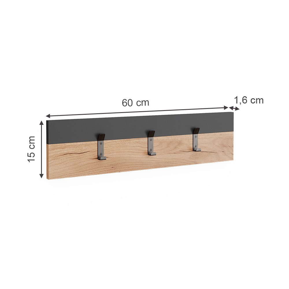 Vicco Garderobenschrank Orlando, Anthrazit/Goldkraft Eiche, 60 x 15 cm günstig online kaufen
