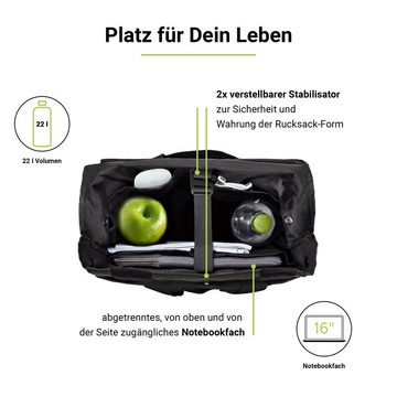 Artwizz Laptoprucksack Eco BackPack, 2-in-1 Notebook Rucksack und Tasche, Nachhaltig, Schwarz