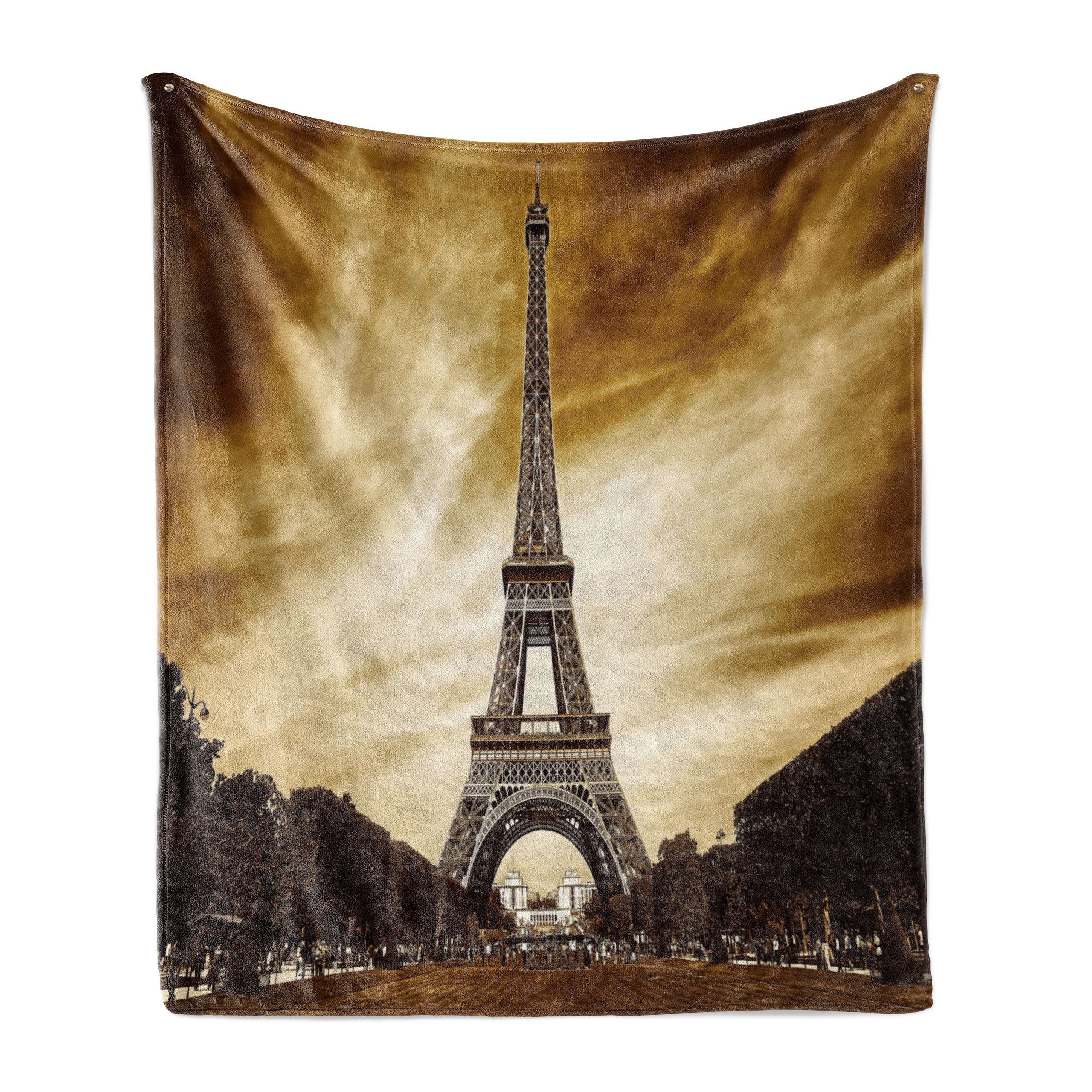 Paris Eiffel Gemütlicher Frankreich Brown Abakuhaus, Außenbereich, für Plüsch Wohndecke Skies Innen- und den