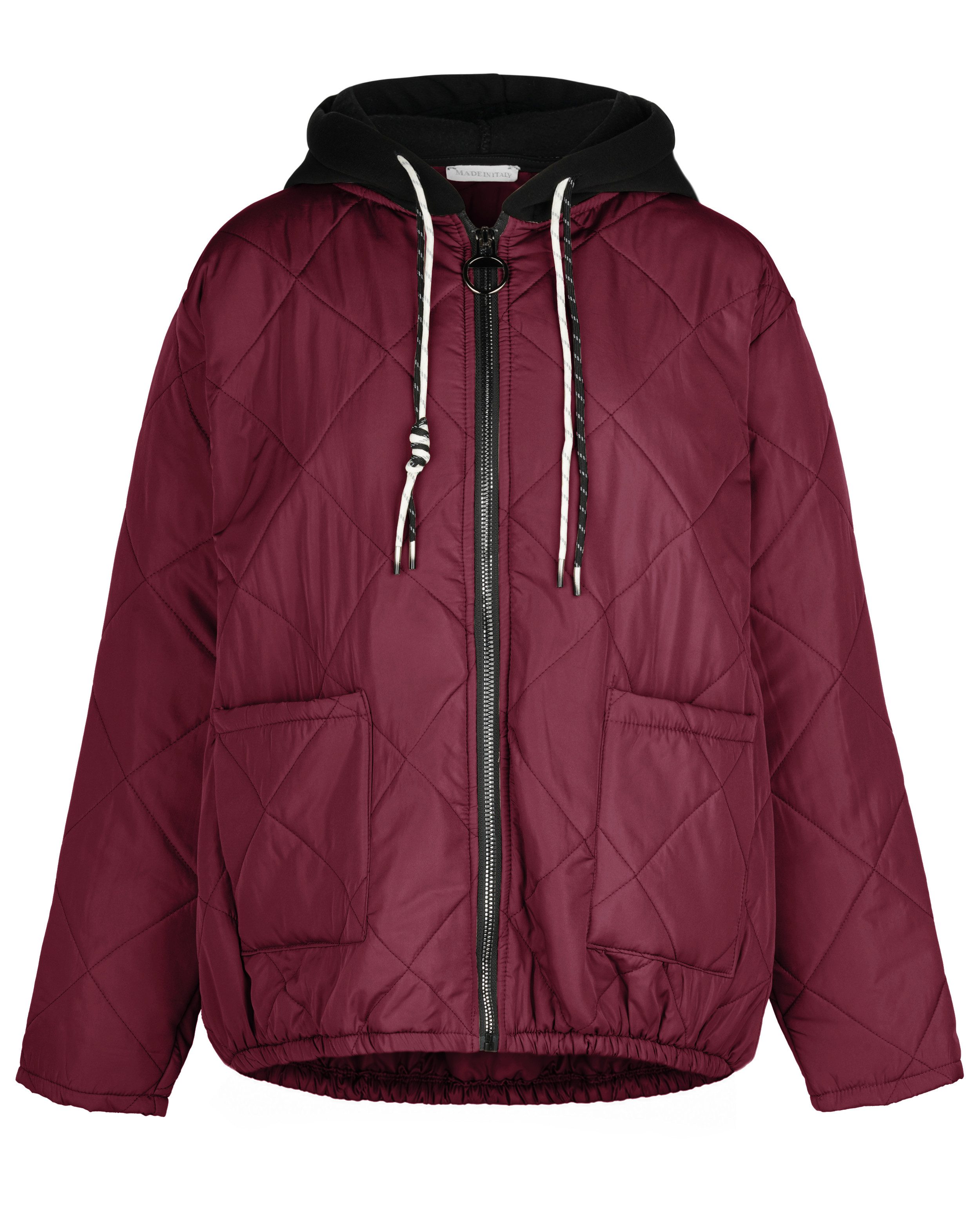 dy_mode Steppjacke Oversize Steppjacke Damen Leichte Übergangsjacke Kapuzenjacke in Unifarbe, mit Kontrast-Kapuze