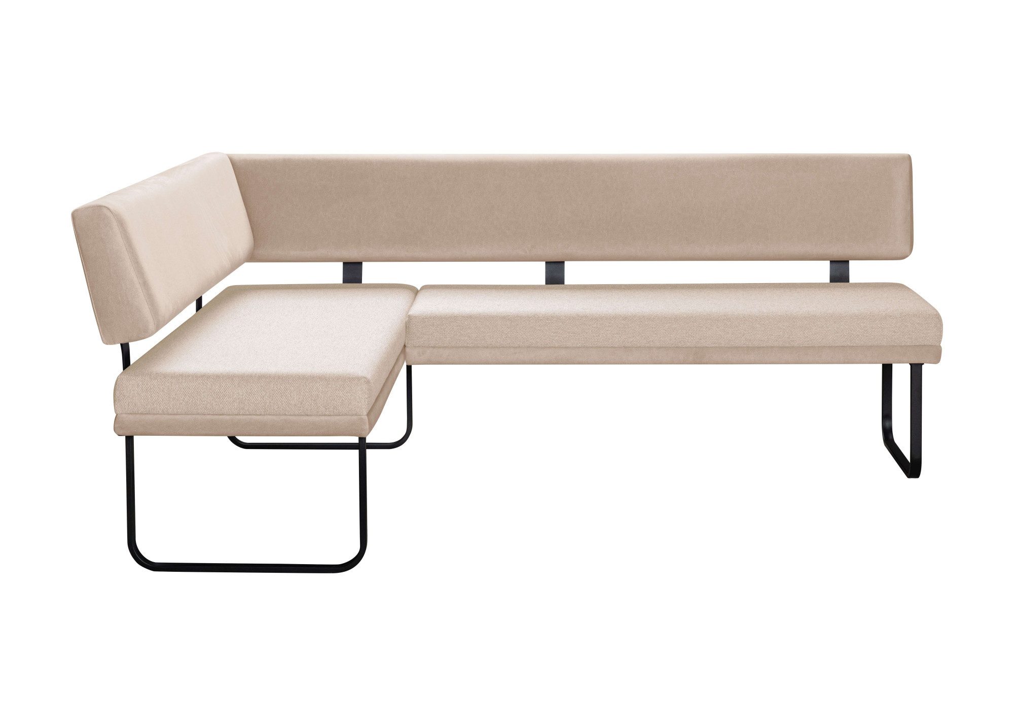 OTTO home Eckbank Gabi Esszimmerbank, Bank, Küchenbank, Polsterbank, Gestell aus matt-schwarzem Flachmetall, stabil, 2-Stoff-Design