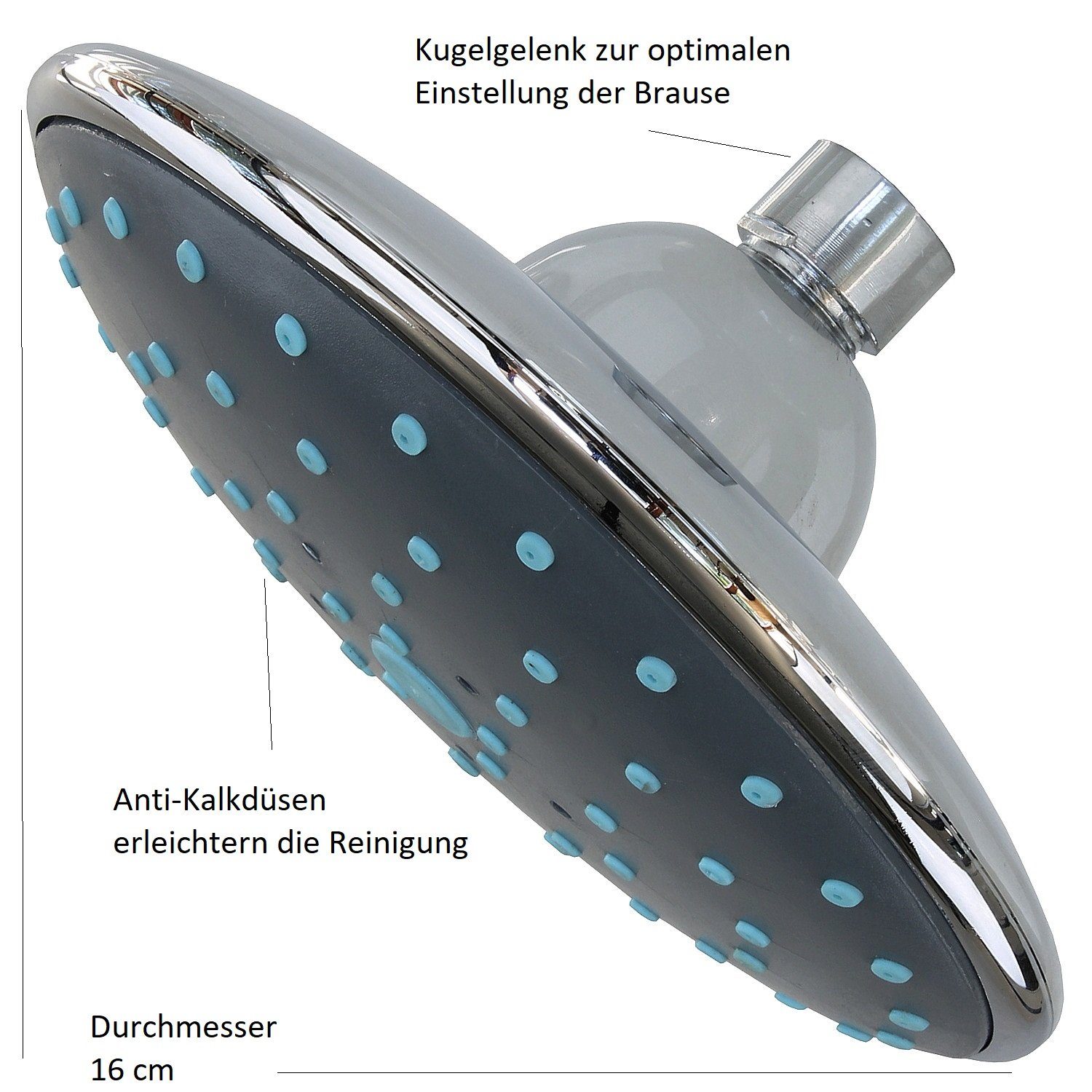 Sanixa Regenduschkopf Duschkopf Chrom mit Kugelgelenk günstig online kaufen